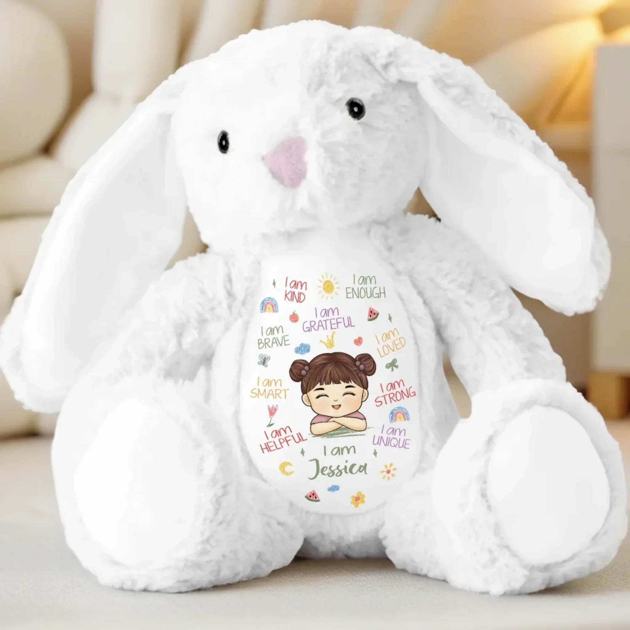 I Am Kind, I Am Loved - Family Personalized Custom Easter Bunny Plush - Gift For Family Members