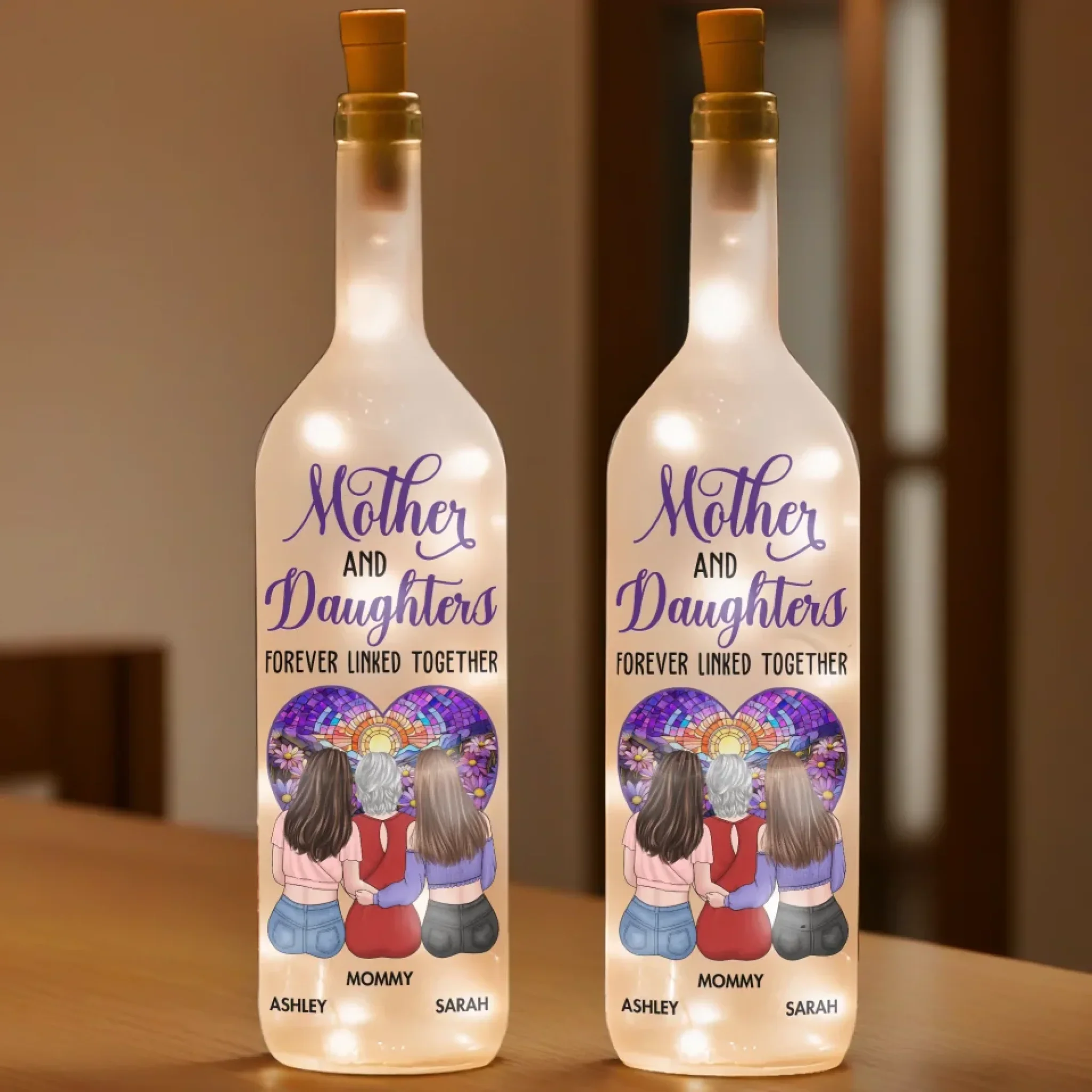 No Bond Is Stronger Than Ours - Family Personalized Custom Bottle Lamp - Mother's Day, Gift For Mom, Daughter, Son