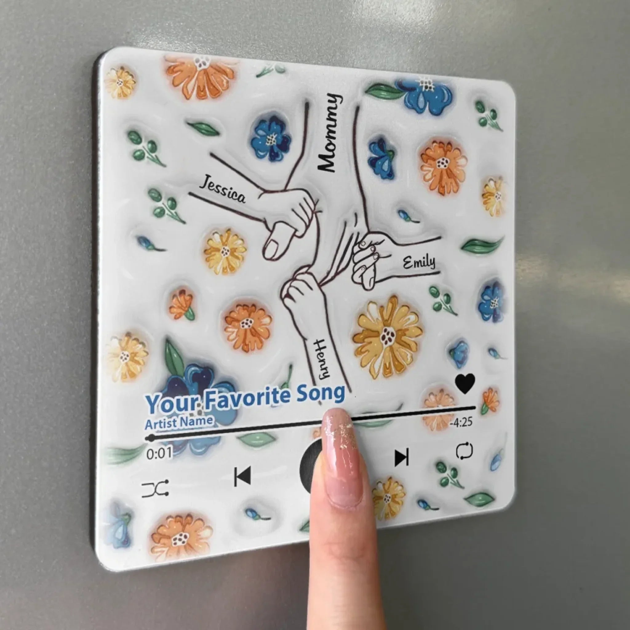 Holding Hands Is A Reminder That We Are All Connected - Family Personalized Custom 3D Inflated Effect Printed Music Fridge Magnet That Can Play Songs - Mother's Day Gift For Mom, Grandma