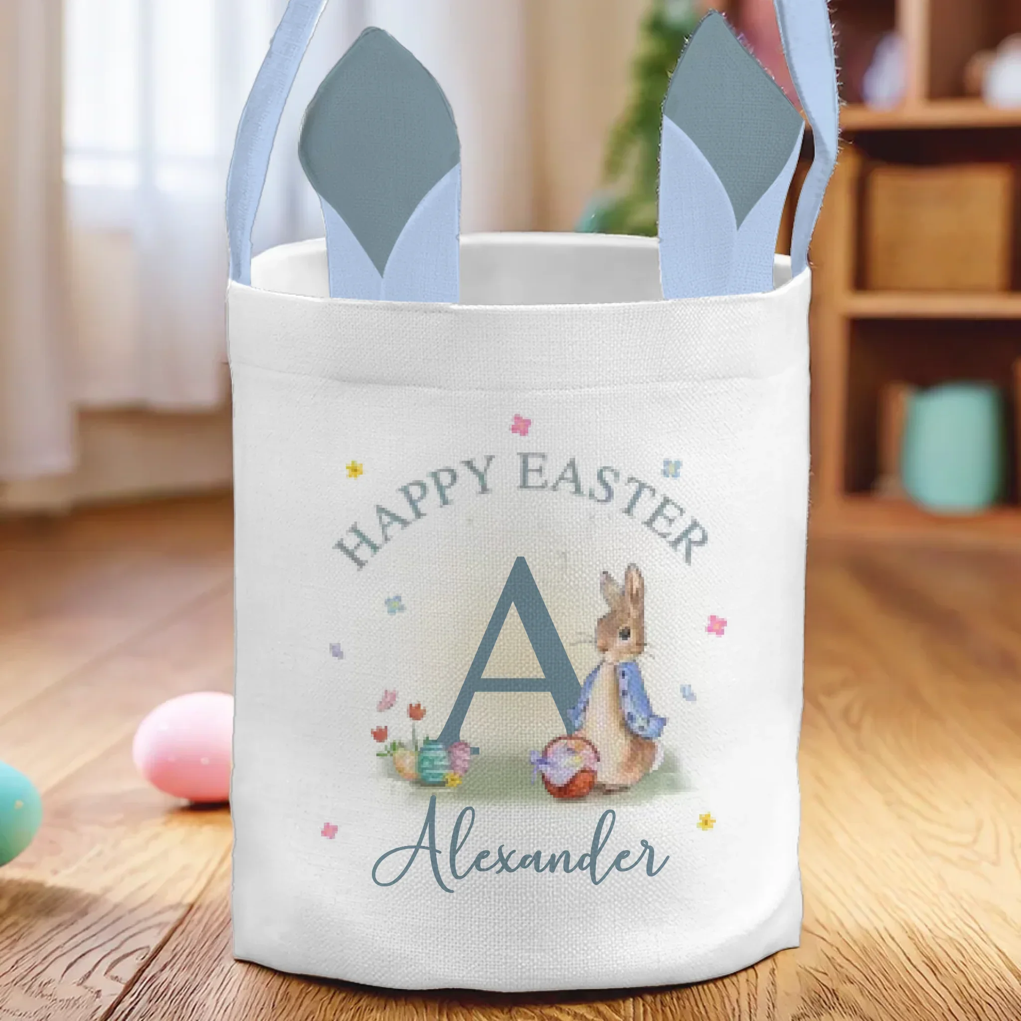 A Basket Full Of Joy And Candy - Family Personalized Custom Bunny Basket, Tote With Bunny Ears - Easter Gift For Kids Egg Hunt, Family Members