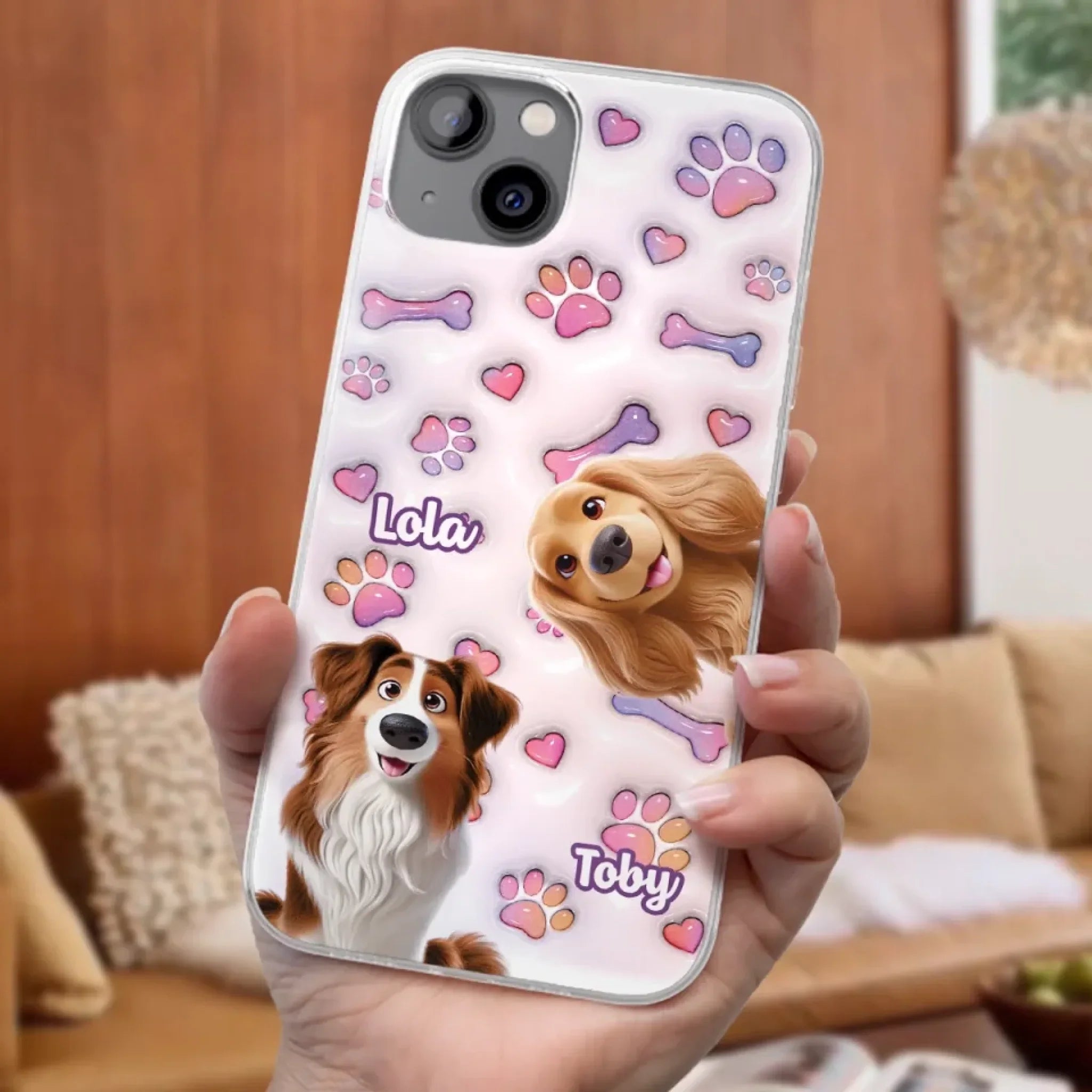 Tail Wagging Happiness - Dog Personalized Custom 3D Inflated Effect Printed Clear Phone Case - Gift For Pet Owners, Pet Lovers