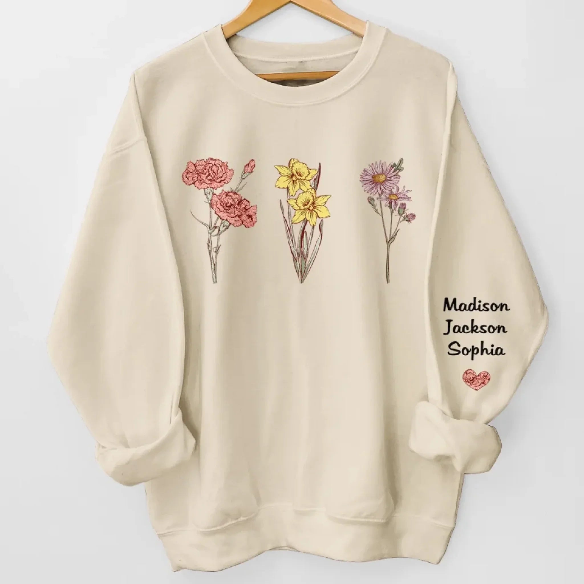 Family Is The Most Beautiful Garden Of All - Family Personalized Custom Unisex Sweatshirt, Hoodie With Design On Sleeve - Mother's Day, Gift For Mom, Grandma