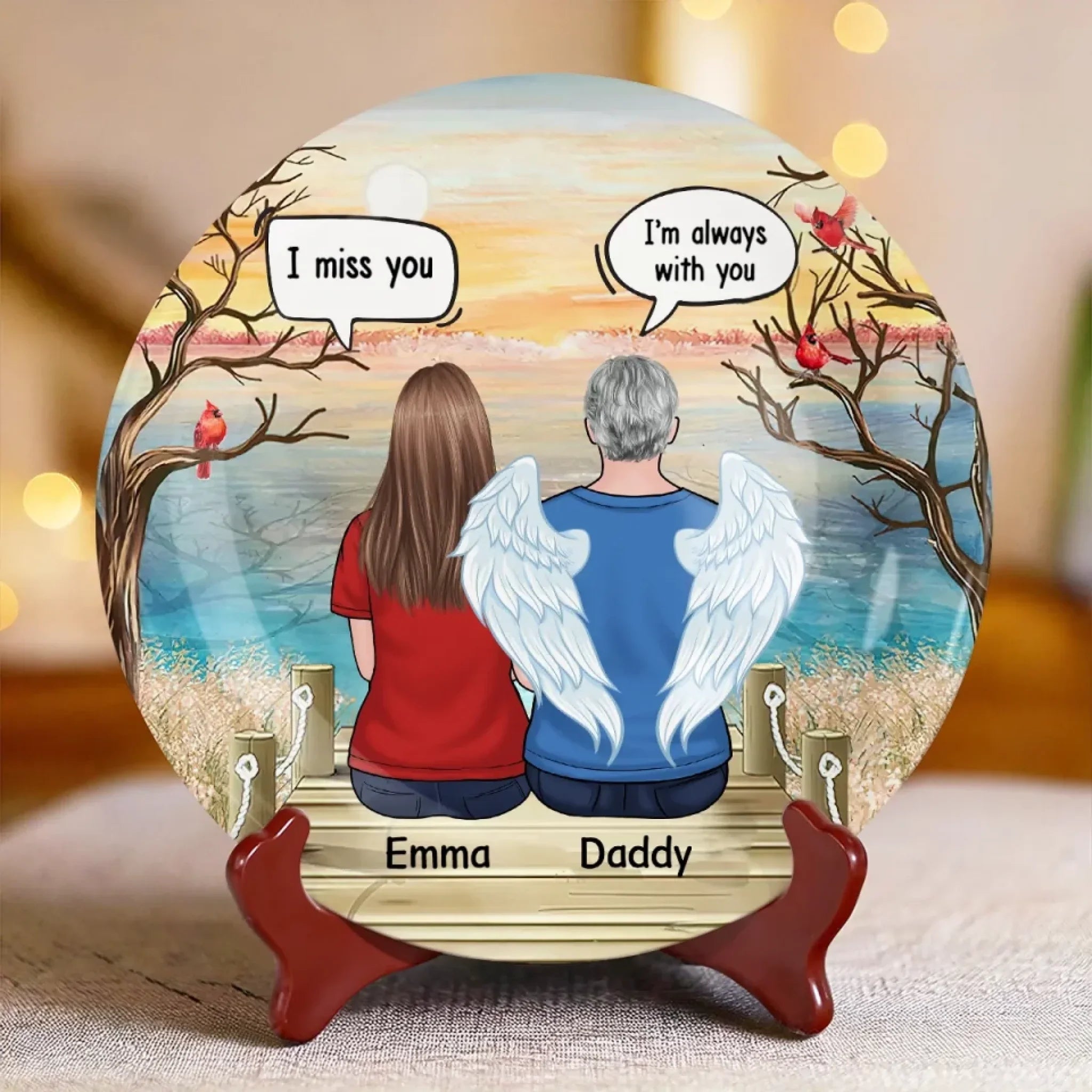 Your Love Is Our Guiding Light - Memorial Personalized Custom Ceramic Plate - Sympathy Gift For Family Members
