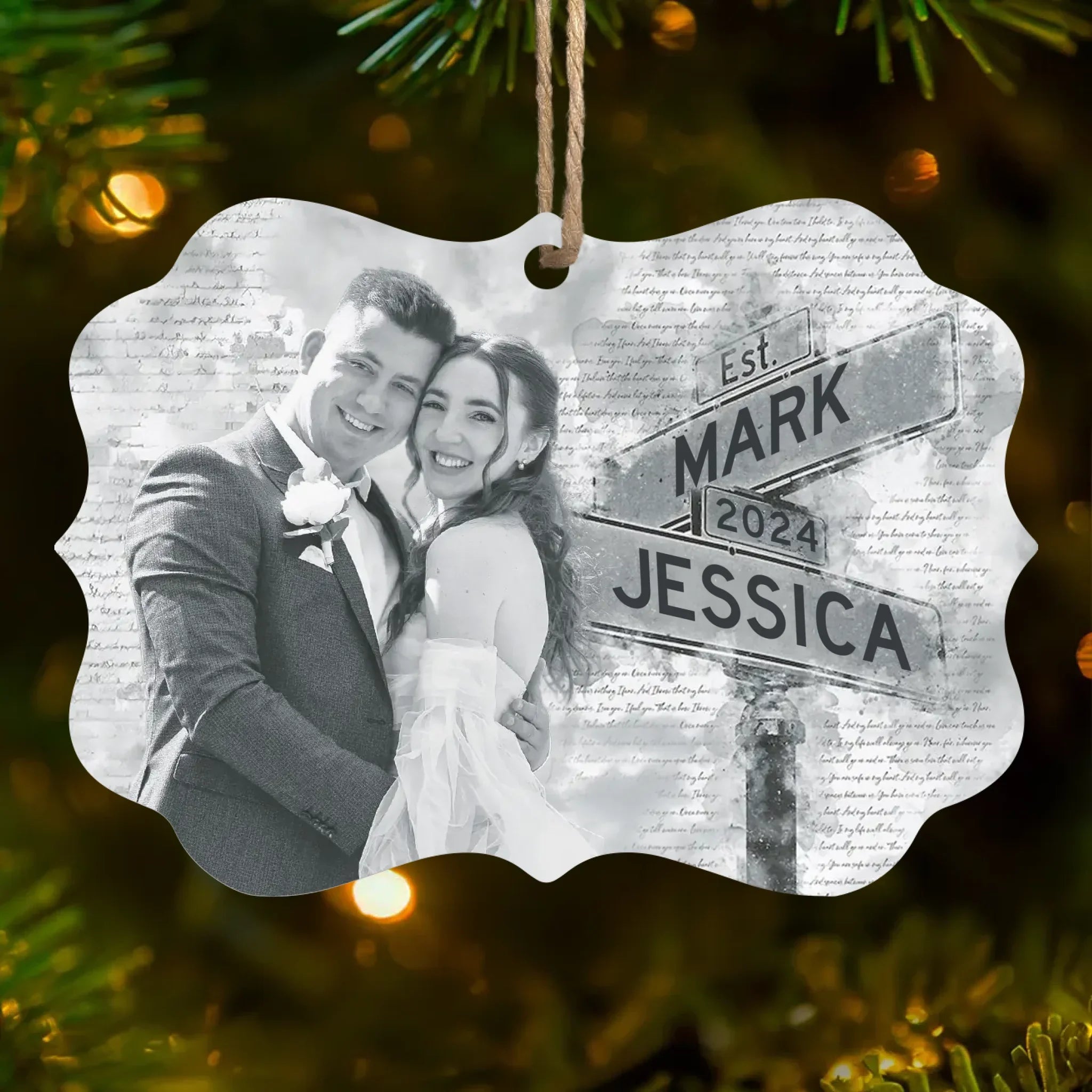 Custom Photo Our Love Story Is My Favorite Memory - Couple Personalized Custom Ornament - Wood Benelux Shaped - Christmas Gift For Husband Wife, Anniversary