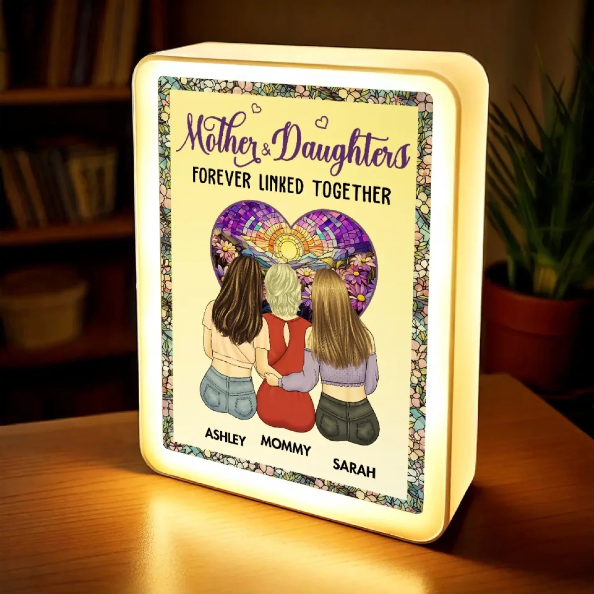 Mom And Daughter, A Love That Never Ends - Family Personalized Custom LED Mirror Frame Lamp - Mother's Day, Gift For Mom, Daughter