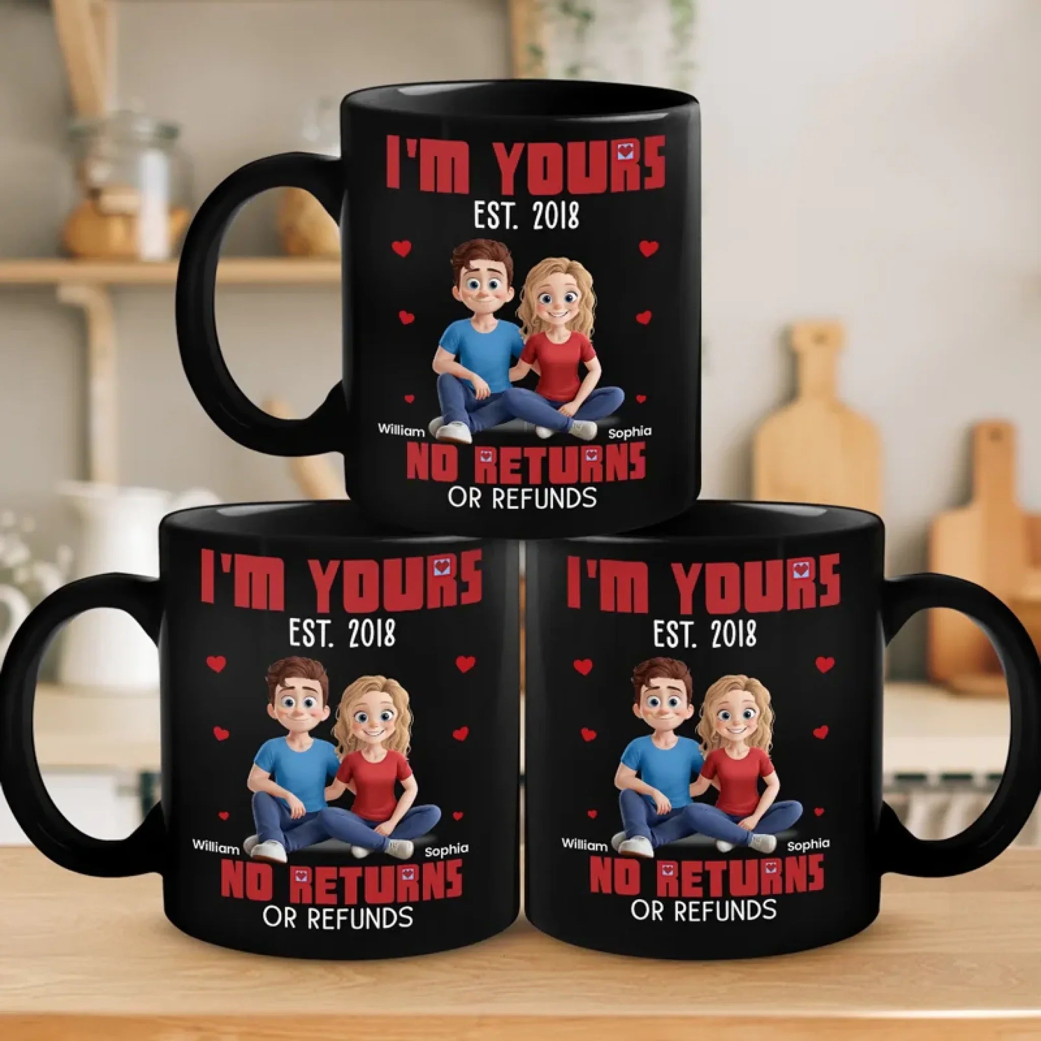 Stuck With Me Since The Beginning - Couple Personalized Custom Black Mug - Gift For Husband Wife, Anniversary