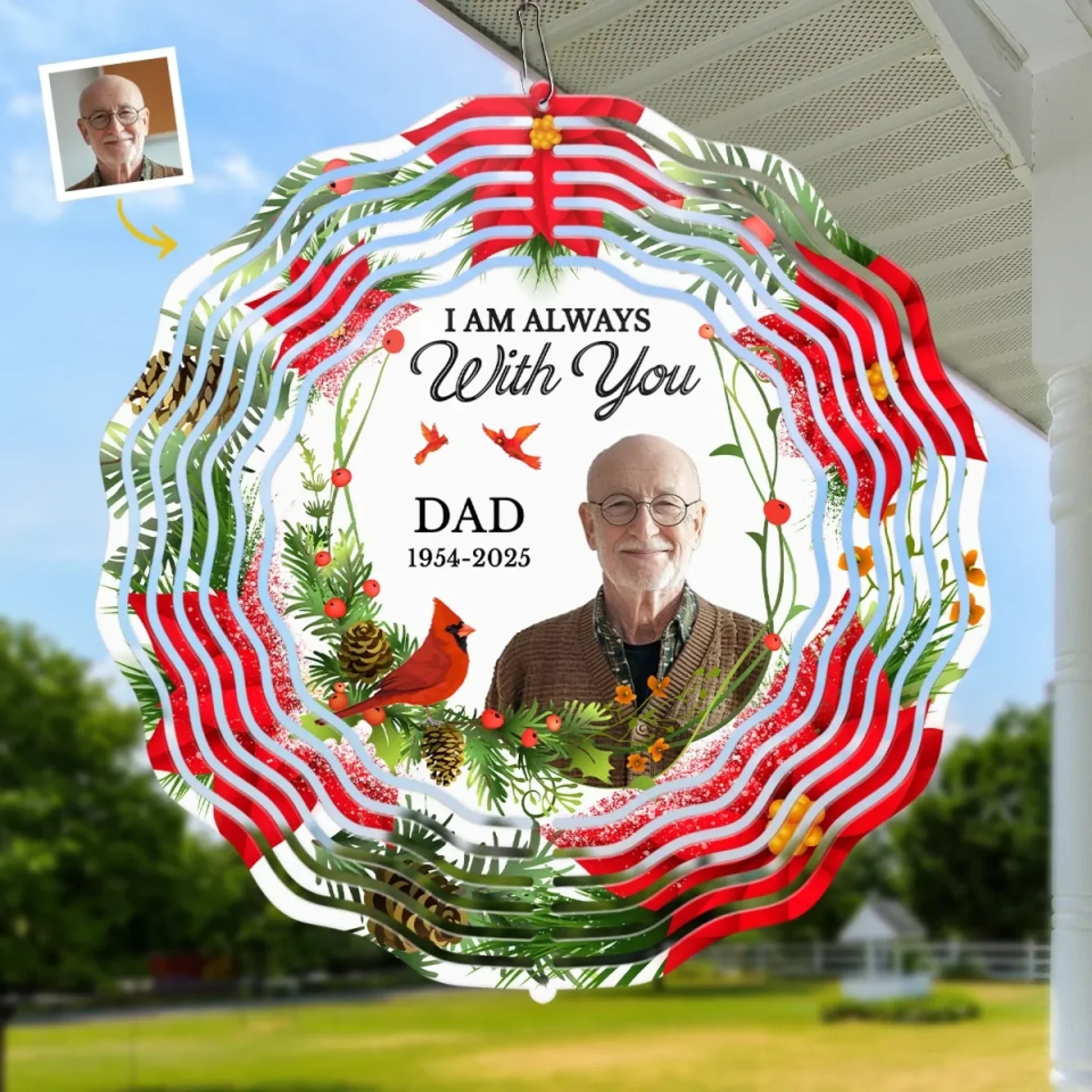 Custom Photo You Will Be Missed, Always Loved - Memorial Personalized Custom Wind Spinner - Sympathy Gift For Family Members