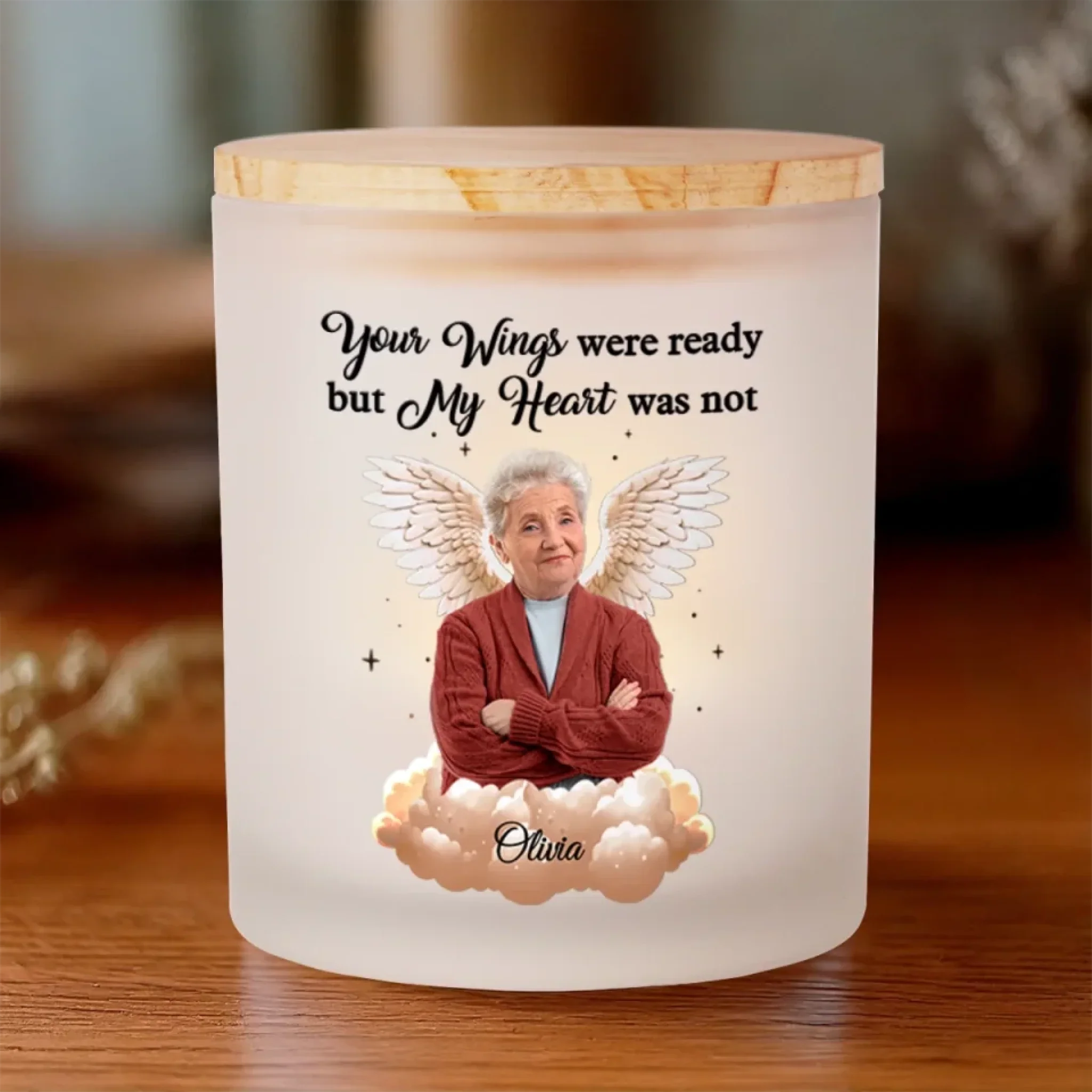 Custom Photo Your Light Will Always Shine In My Heart - Memorial Personalized Custom Printed Glass Jar With LED Candle - Sympathy Gift For Family Members