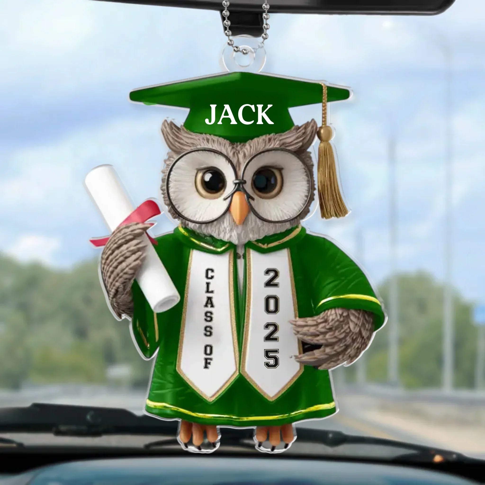 Hats Off, Goals On - Family Personalized Custom Car Ornament - Acrylic Custom Shaped - Graduation Gift For Family Members, Siblings, Brothers, Sisters