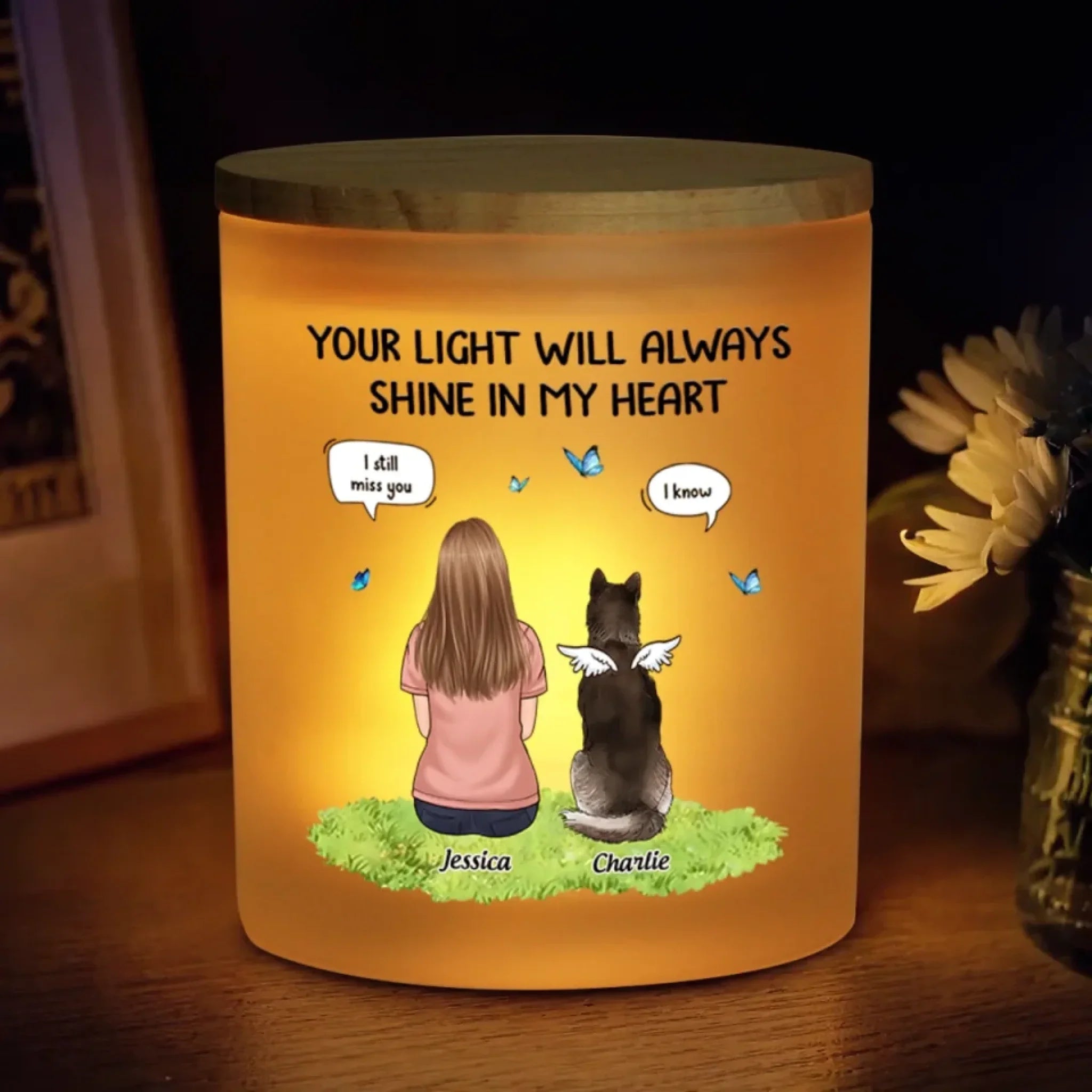 Faithful Friend, Eternal Love - Memorial Personalized Custom Printed Glass Jar With LED Candle - Sympathy Gift For Pet Owners, Pet Lovers