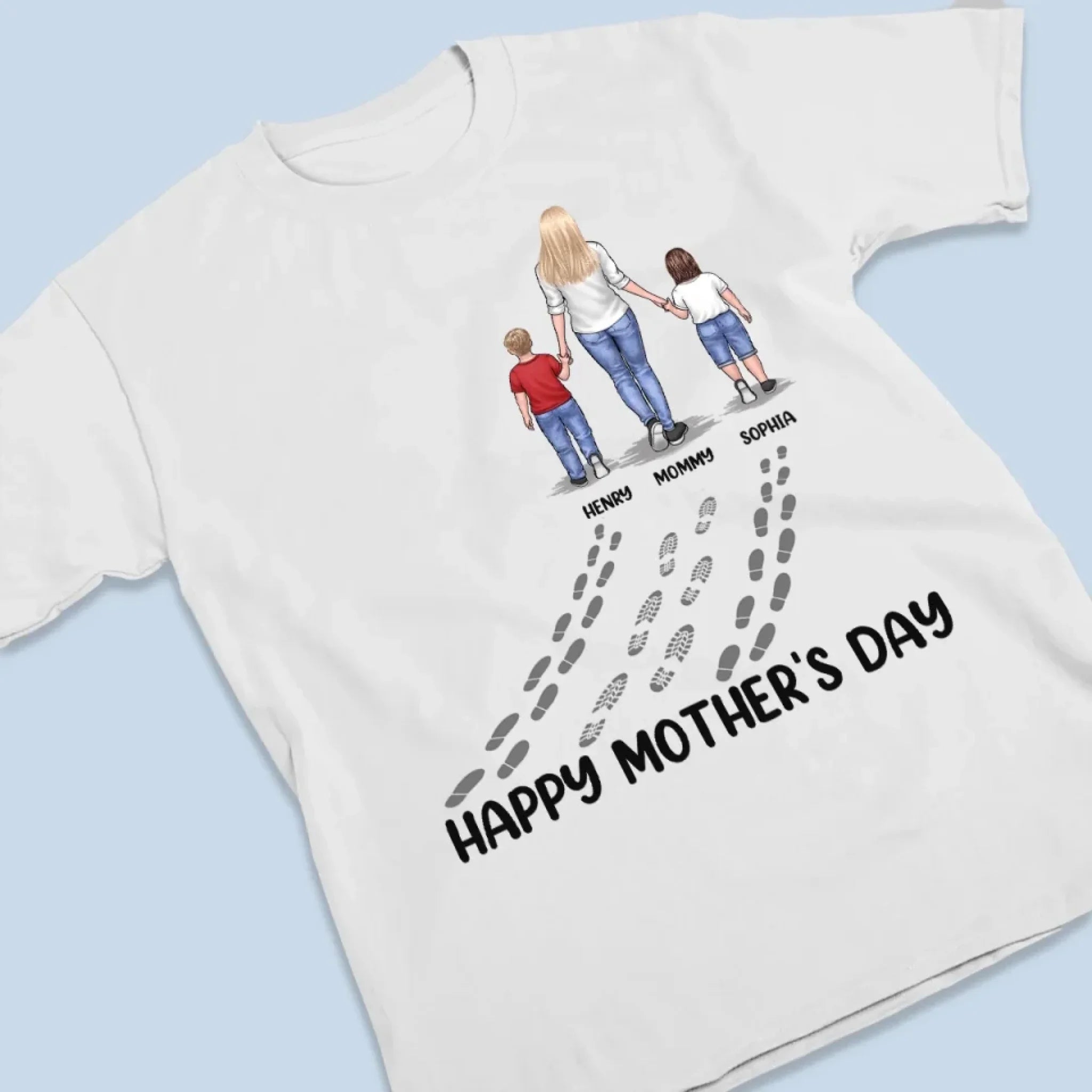 Following In Your Footsteps With Love & Gratitude - Family Personalized Custom Unisex T-shirt, Premium T-shirt, Hoodie - Mother's Day Gift For Mom, Grandma