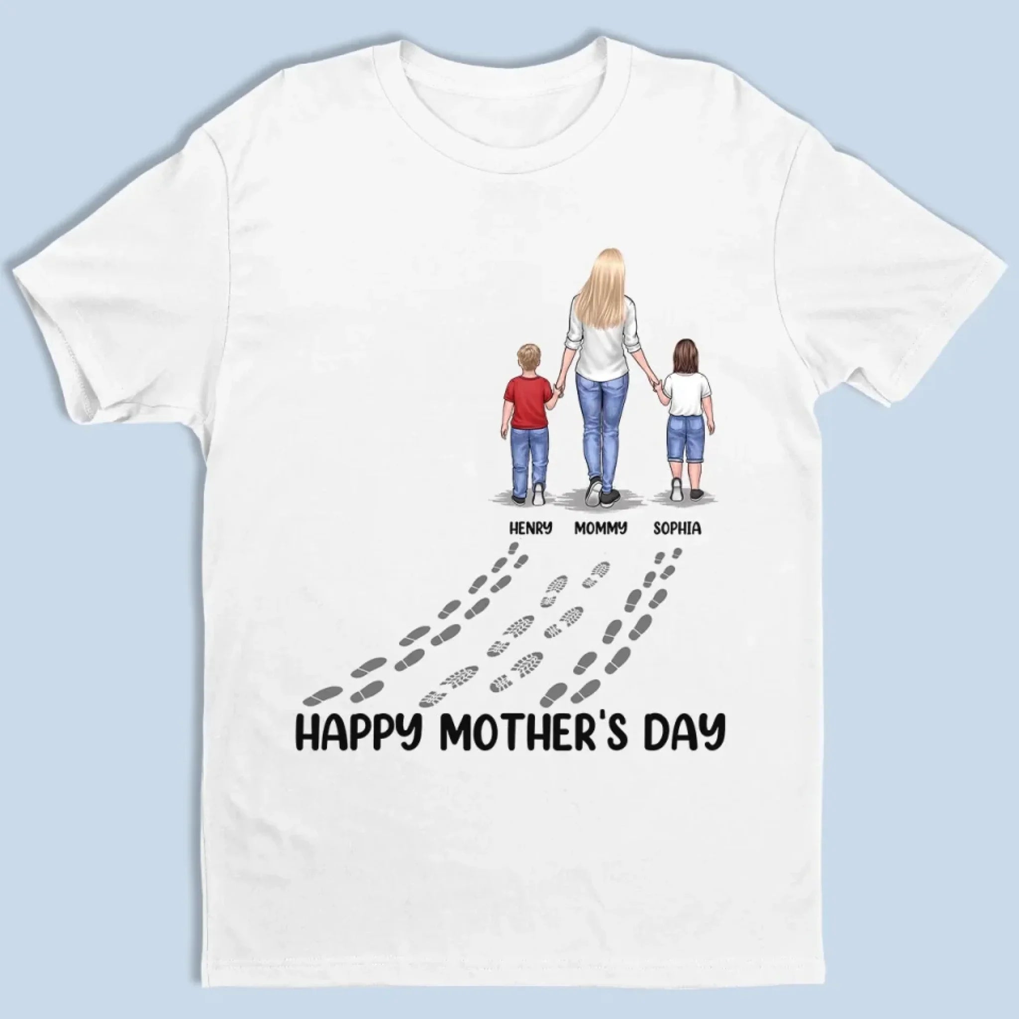 Following In Your Footsteps With Love & Gratitude - Family Personalized Custom Unisex T-shirt, Premium T-shirt, Hoodie - Mother's Day Gift For Mom, Grandma