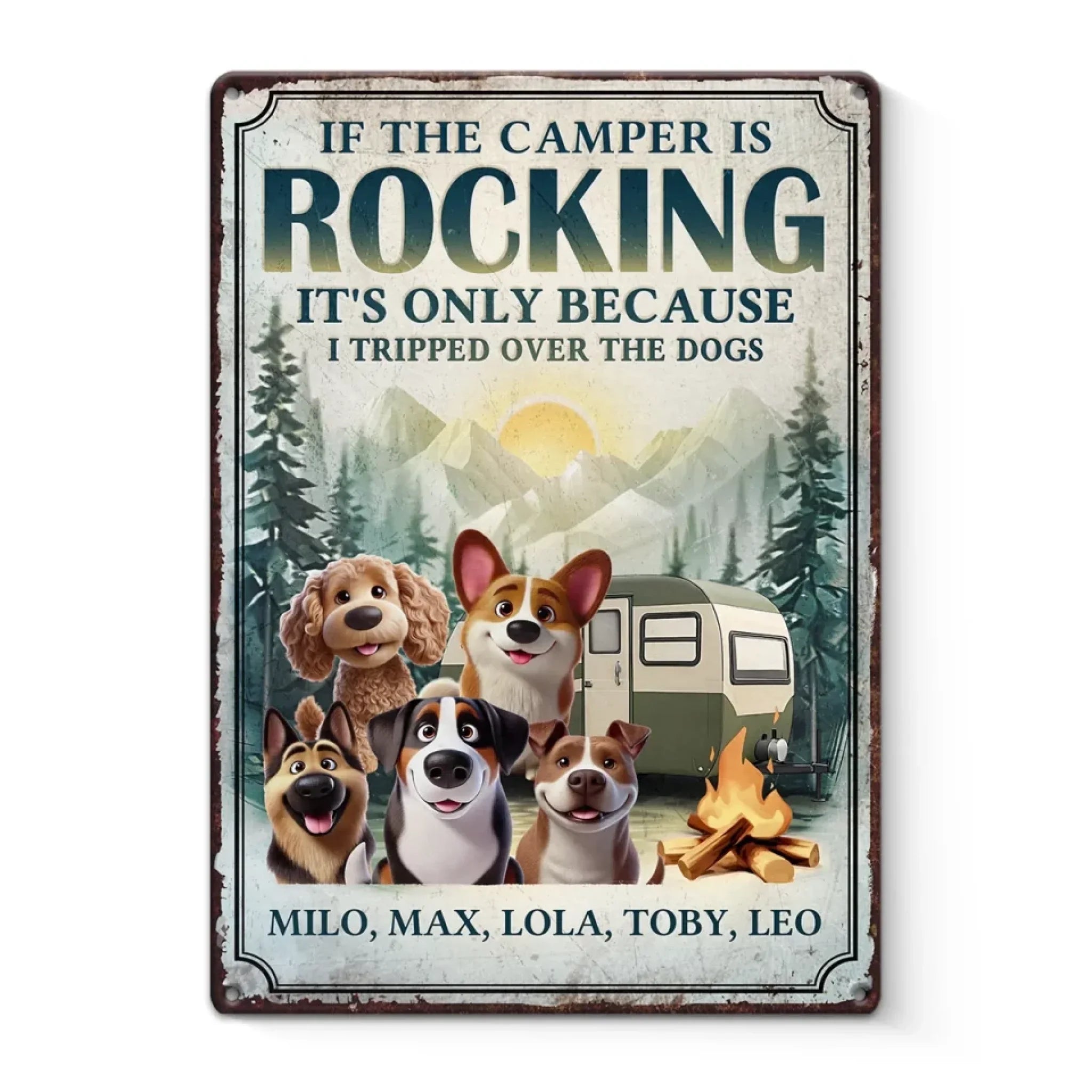 Paws, Play And Campfire Days - Dog Personalized Custom Home Decor Metal Sign - House Warming Gift For Pet Owners, Pet Lovers