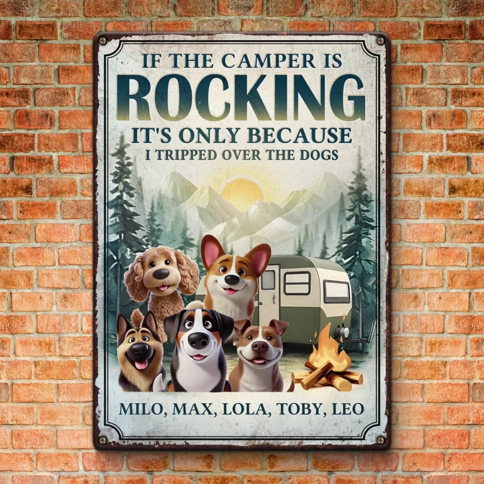 Paws, Play And Campfire Days - Dog Personalized Custom Home Decor Metal Sign - House Warming Gift For Pet Owners, Pet Lovers