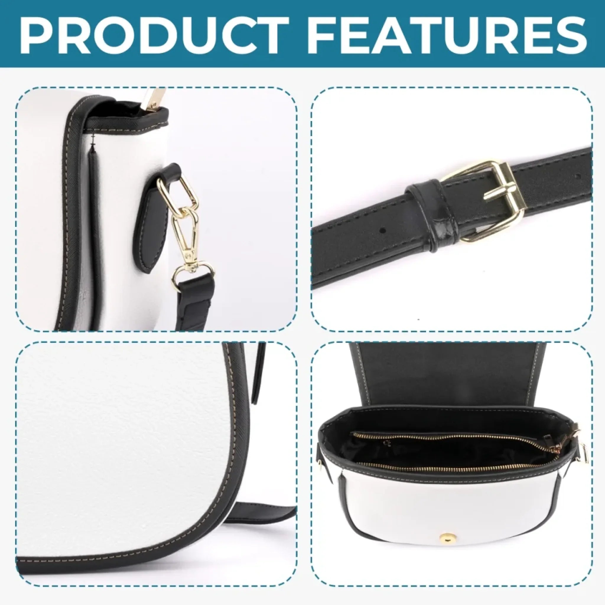 Happiness Is A Wagging Tail & A Loving Heart - Dog Personalized Custom Leather Saddle Bag - Gift For Pet Owners, Pet Lovers
