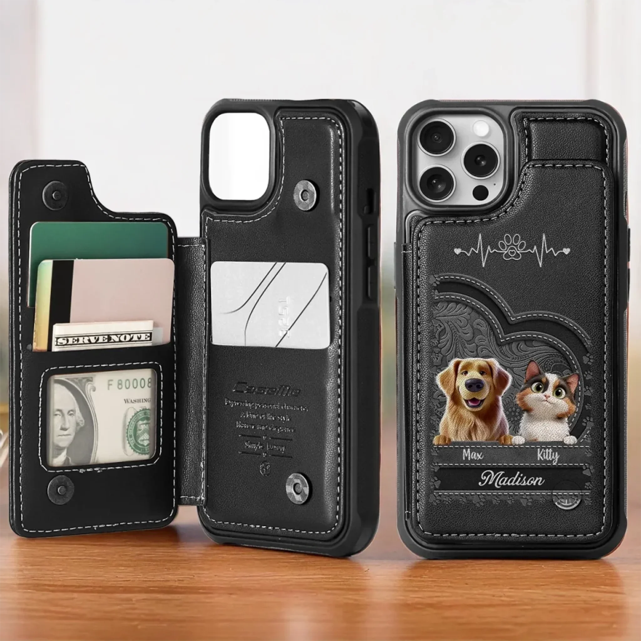 Fur Ever Loved - Dog & Cat Personalized Custom Leather Flip Wallet Phone Case - Gift For Pet Owners, Pet Lovers