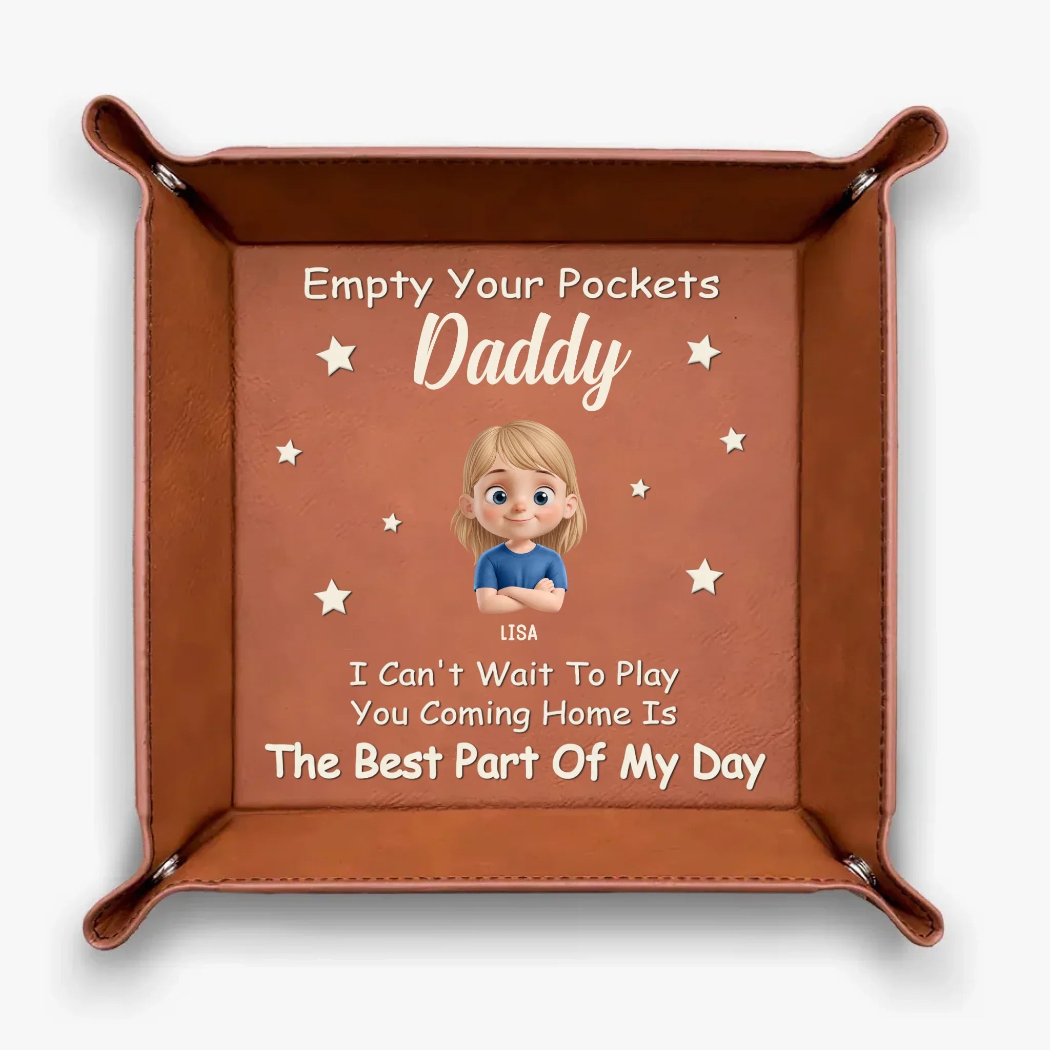 Empty Your Pockets, Fill Our Hearts - Family Personalized Custom Leather Valet Tray - Father's Day, Gift For Dad, Grandpa