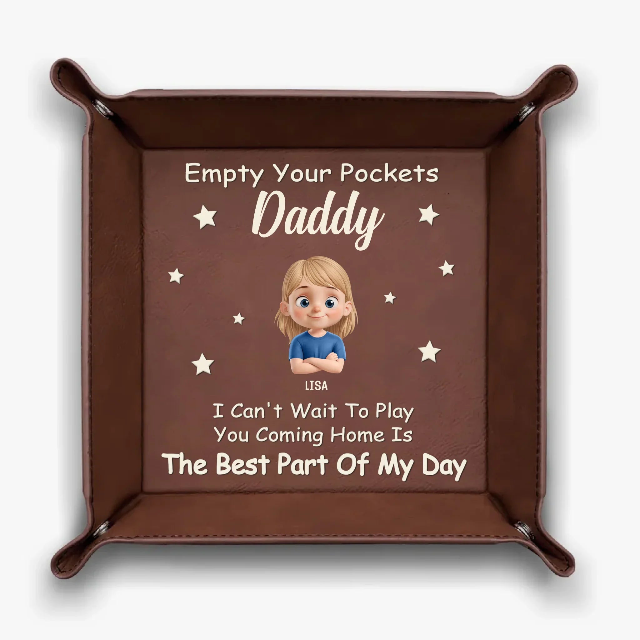 Empty Your Pockets, Fill Our Hearts - Family Personalized Custom Leather Valet Tray - Father's Day, Gift For Dad, Grandpa