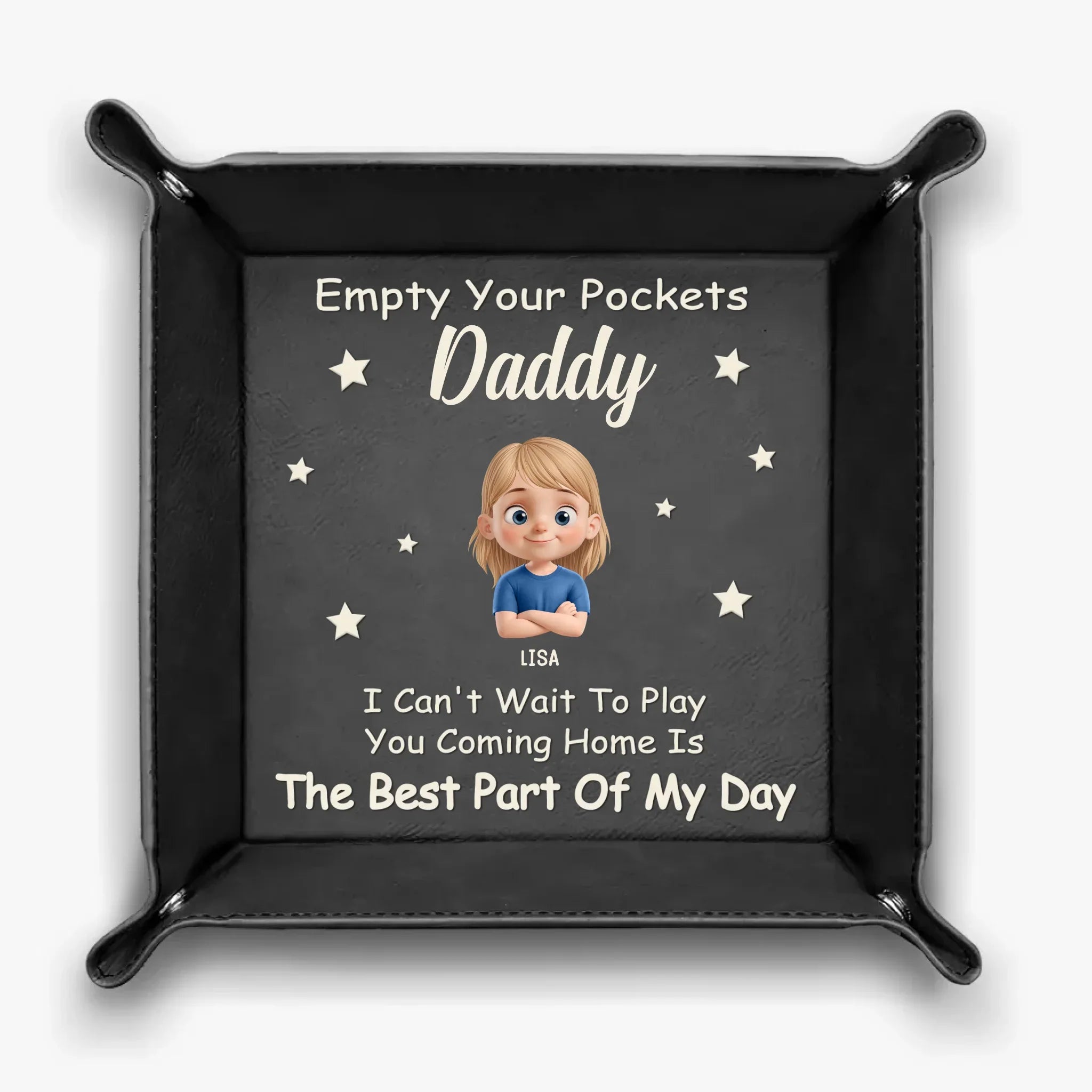 Empty Your Pockets, Fill Our Hearts - Family Personalized Custom Leather Valet Tray - Father's Day, Gift For Dad, Grandpa