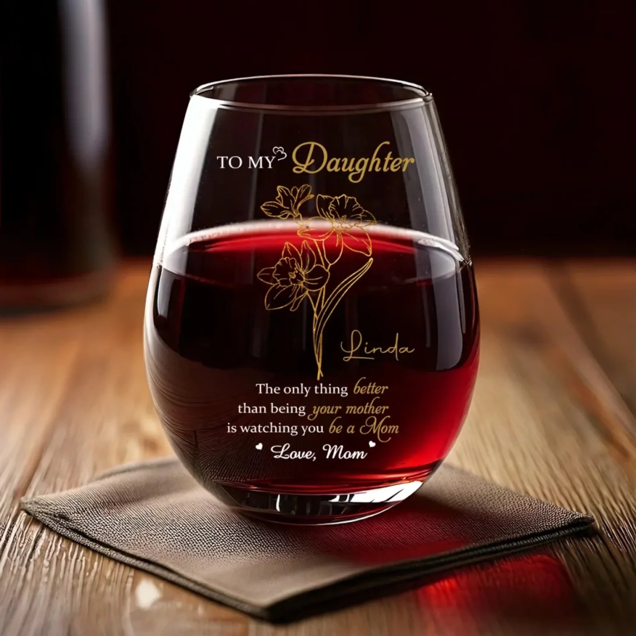 A Mother’s Love, Endless And True - Family Personalized Custom Wine Glass - Mother's Day, Gift For Mom, Daughter