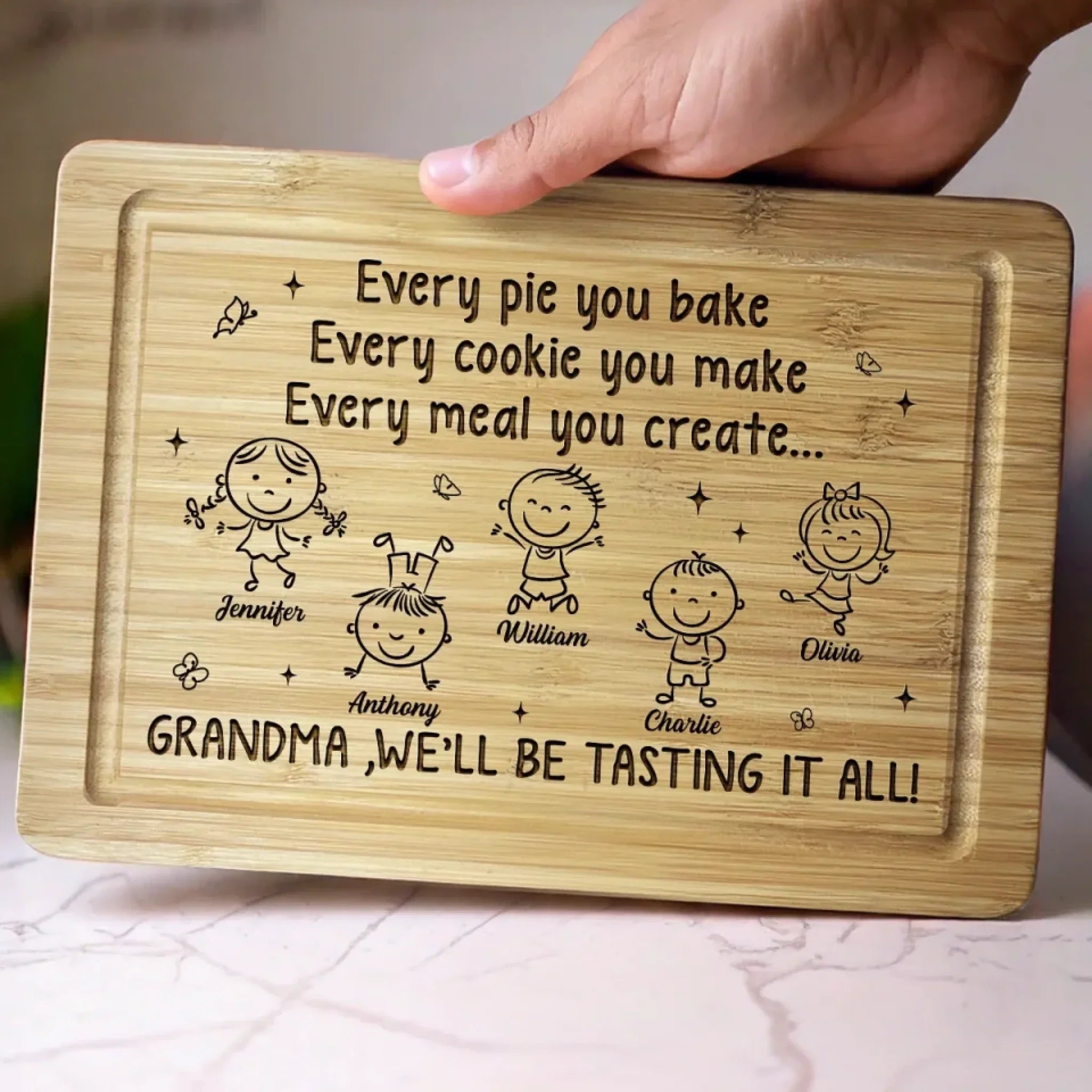 Welcome To The Land Of Endless Snacks - Family Personalized Custom Engraved Wooden Cutting Board - Mother's Day, Gift For Mom, Grandma