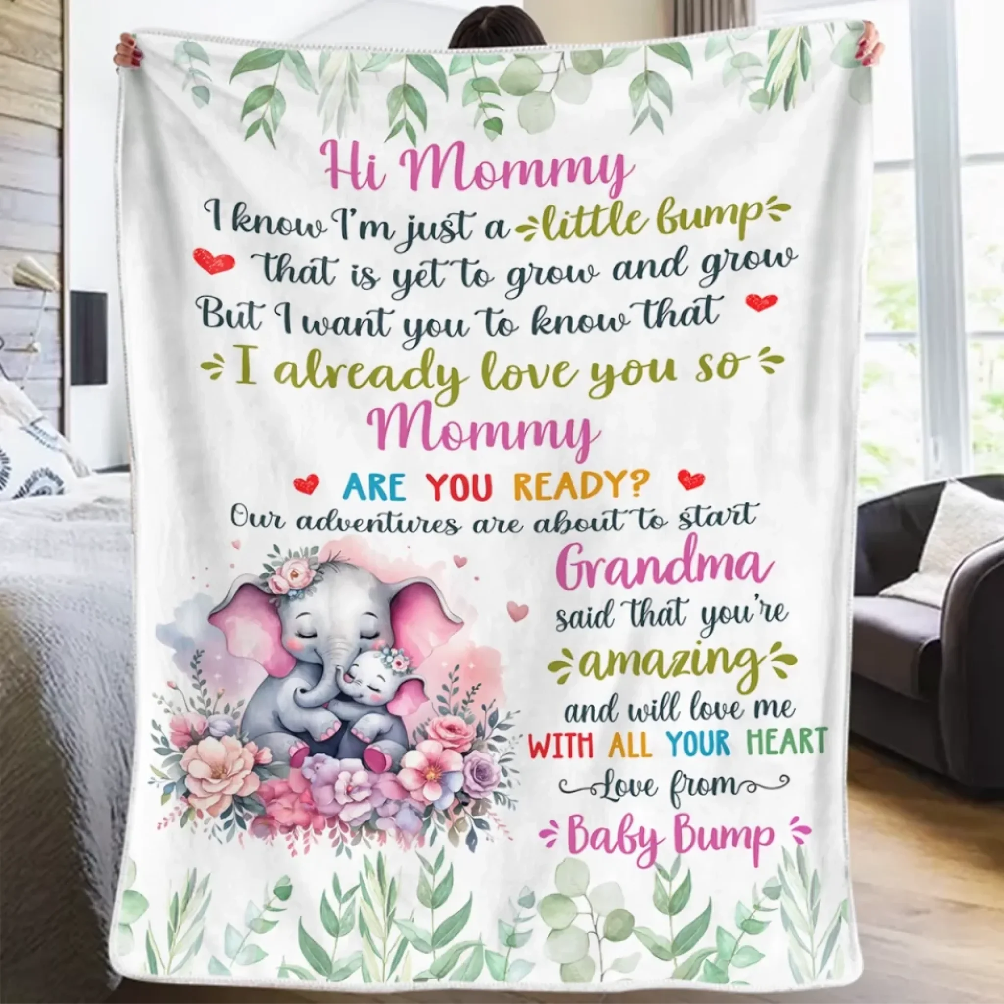 Can’t Wait To Grow With You - Family Personalized Custom Blanket - Mother's Day, Baby Shower Gift, Gift For First Mom