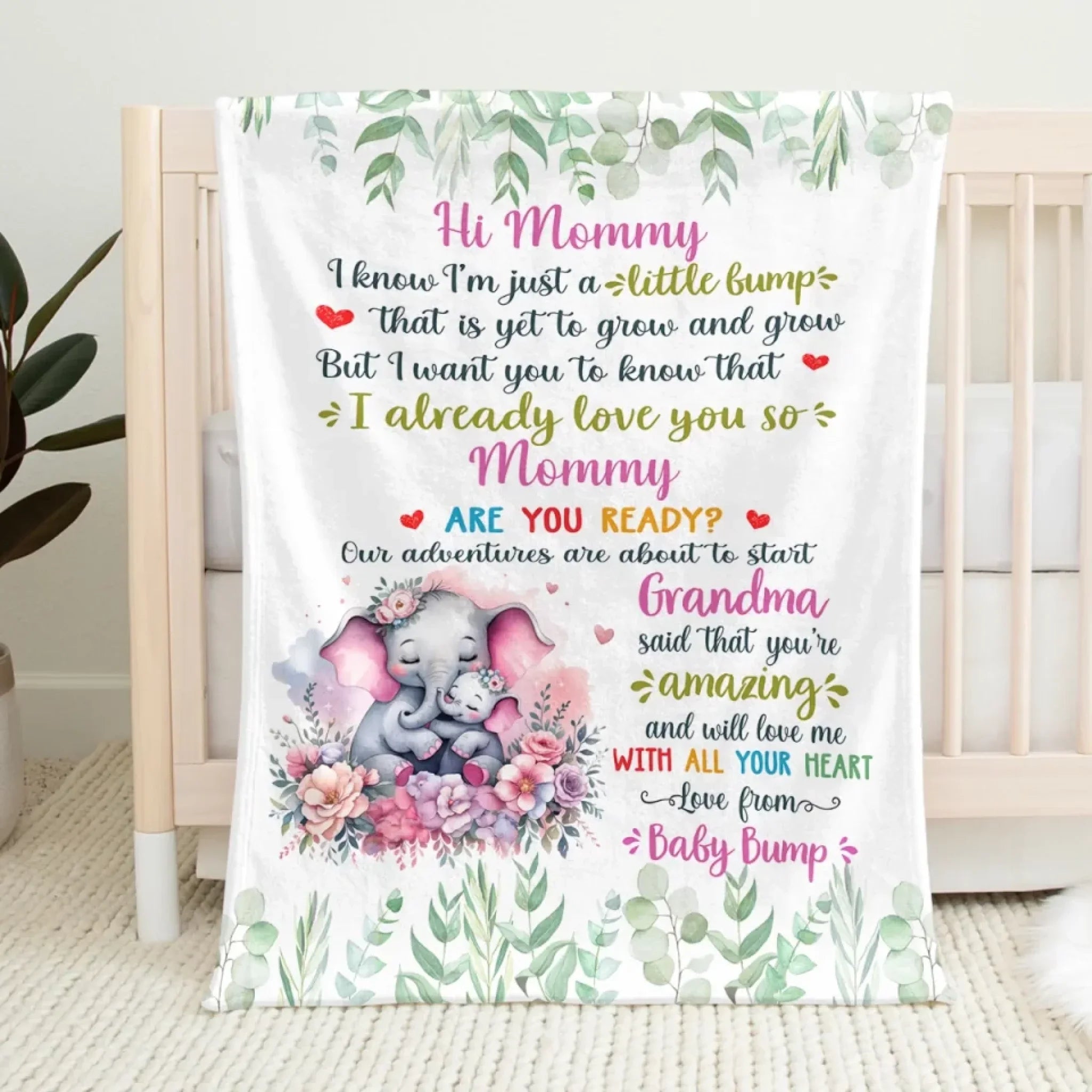 Can’t Wait To Grow With You - Family Personalized Custom Blanket - Mother's Day, Baby Shower Gift, Gift For First Mom