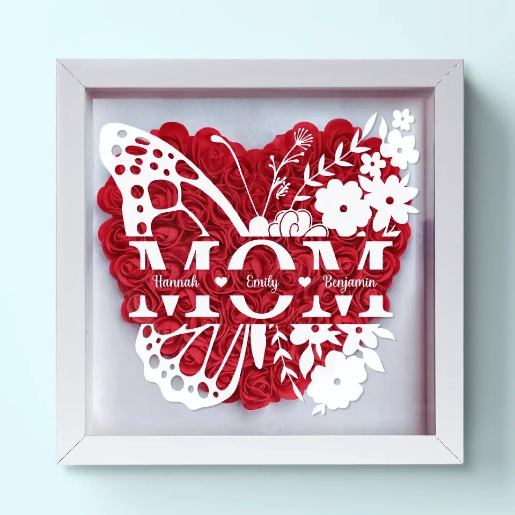 Love You, Always And Forever - Family Personalized Custom Flower Shadow Box - Mother's Day, Gift For Mom, Grandma