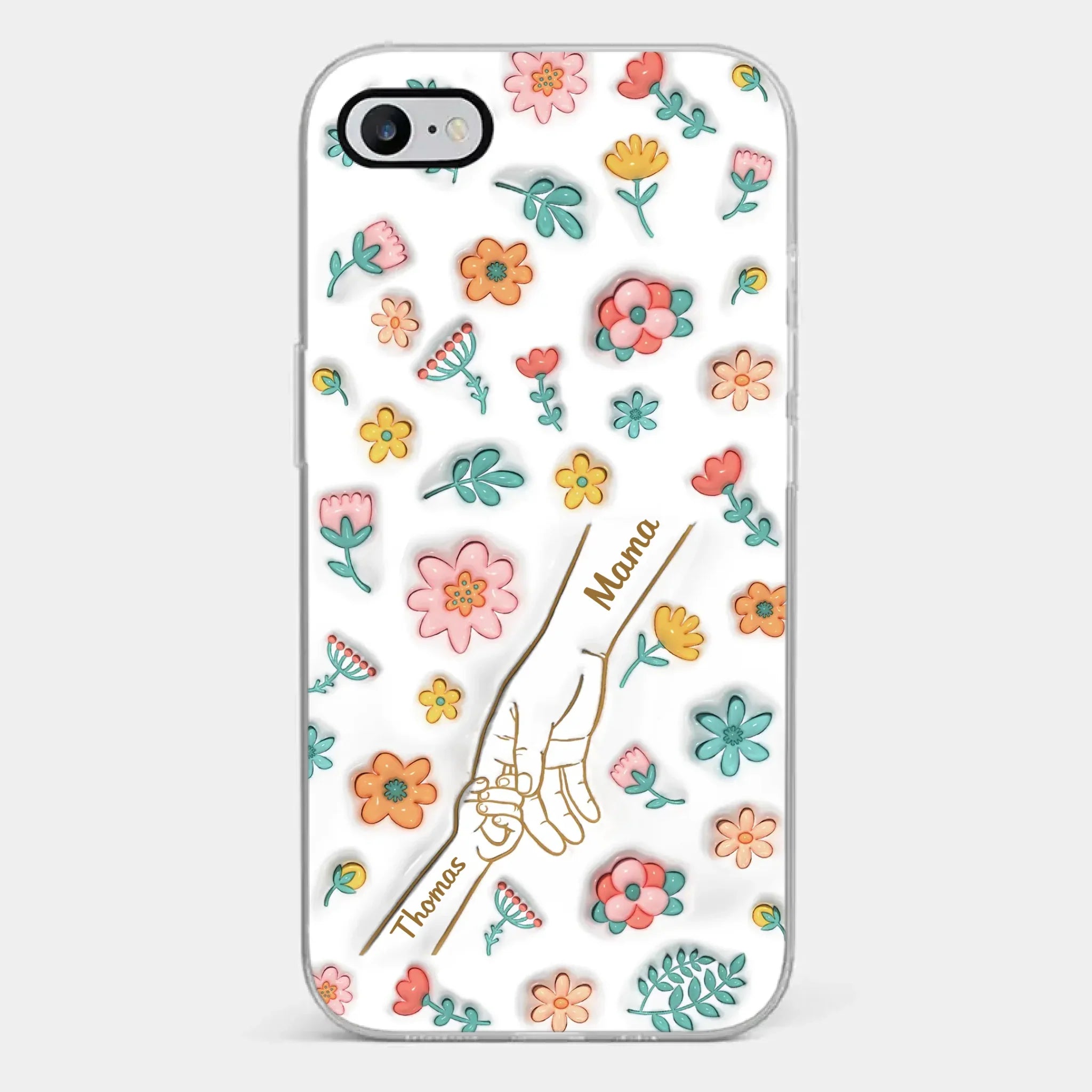 Holding Love Always - Family Personalized Custom 3D Inflated Effect Printed Clear Phone Case - Gift For Mom, Grandma