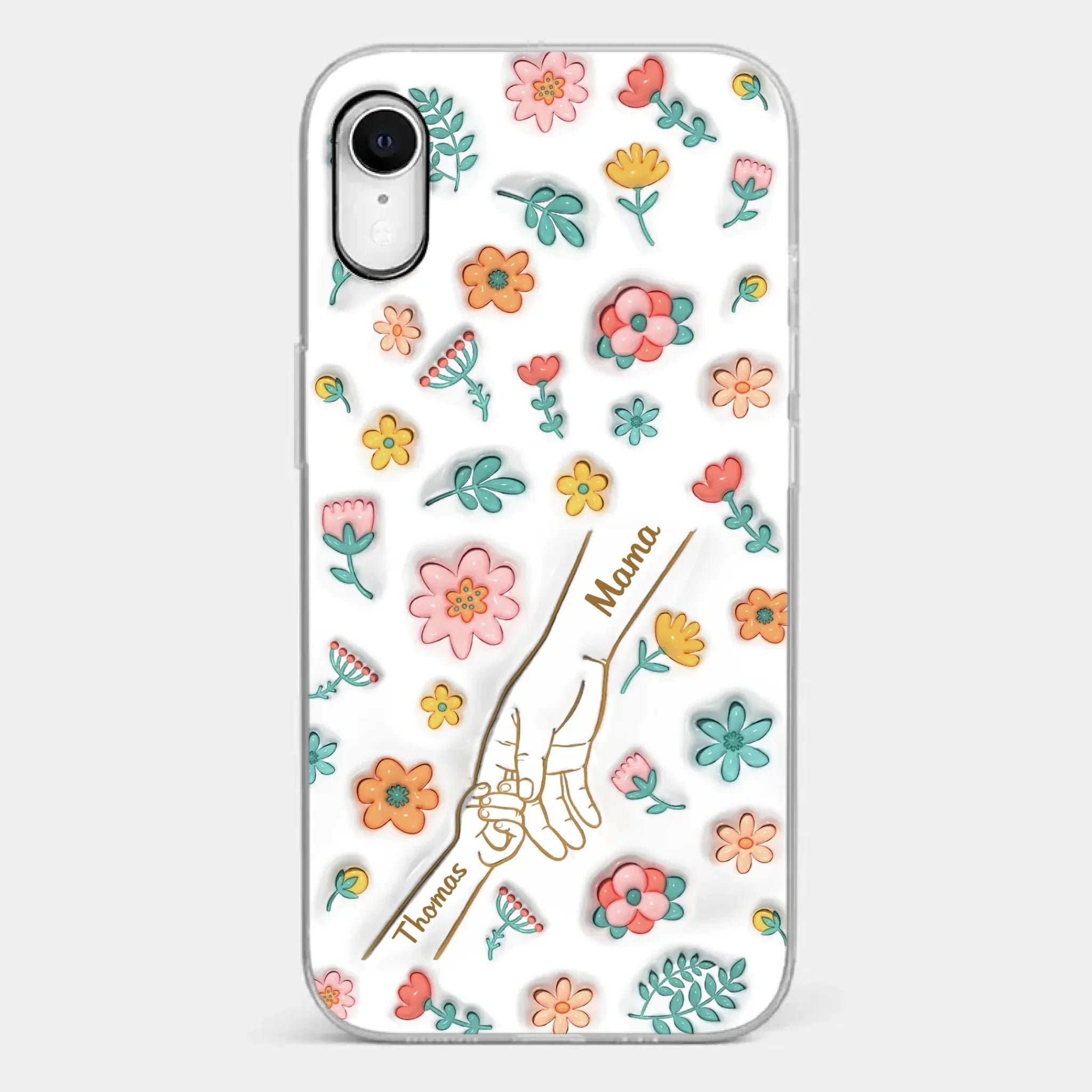 Holding Love Always - Family Personalized Custom 3D Inflated Effect Printed Clear Phone Case - Gift For Mom, Grandma