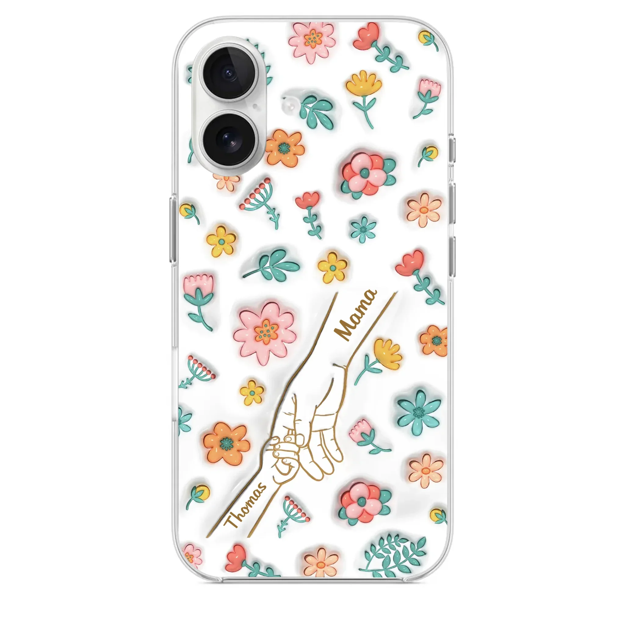 Holding Love Always - Family Personalized Custom 3D Inflated Effect Printed Clear Phone Case - Gift For Mom, Grandma