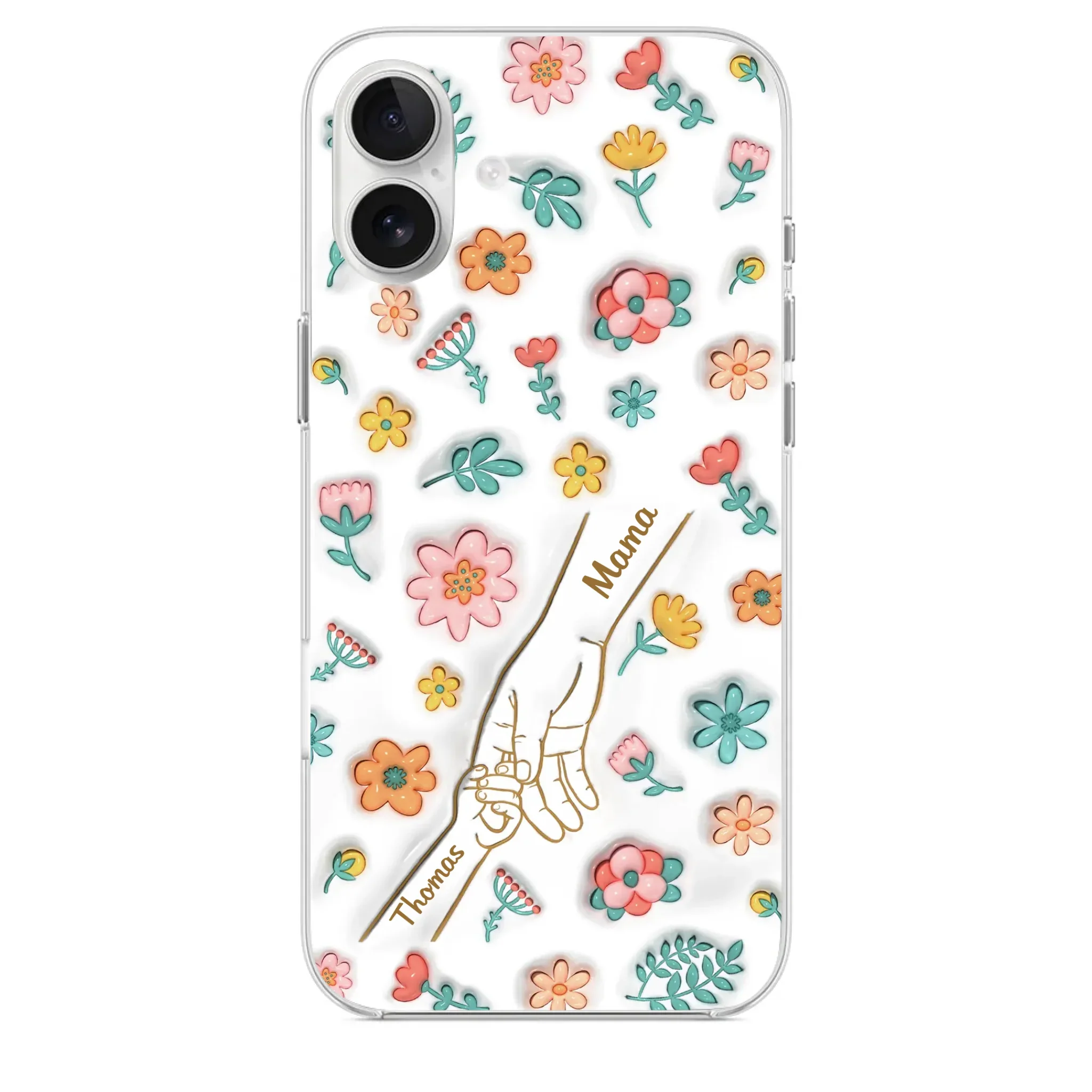 Holding Love Always - Family Personalized Custom 3D Inflated Effect Printed Clear Phone Case - Gift For Mom, Grandma