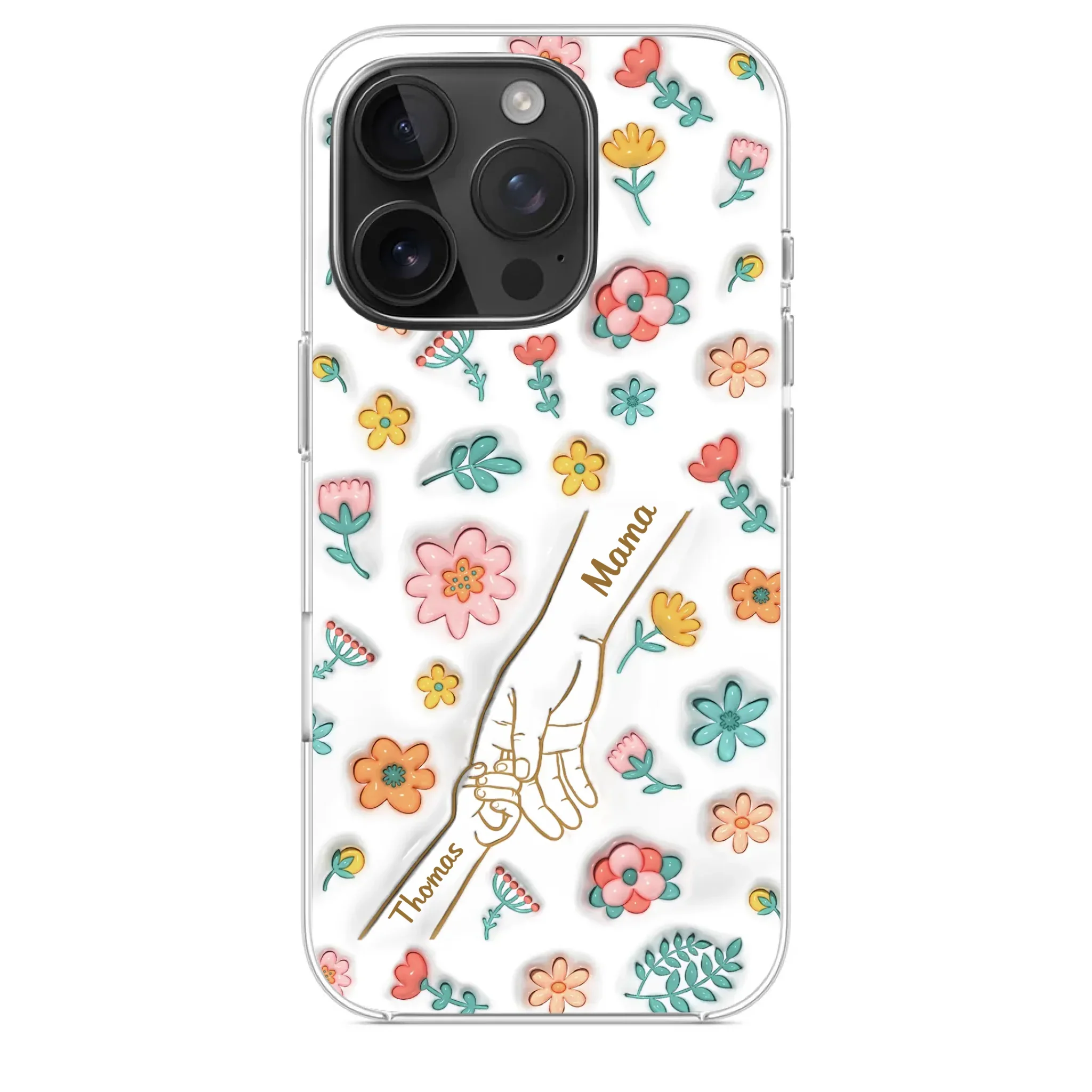 Holding Love Always - Family Personalized Custom 3D Inflated Effect Printed Clear Phone Case - Gift For Mom, Grandma