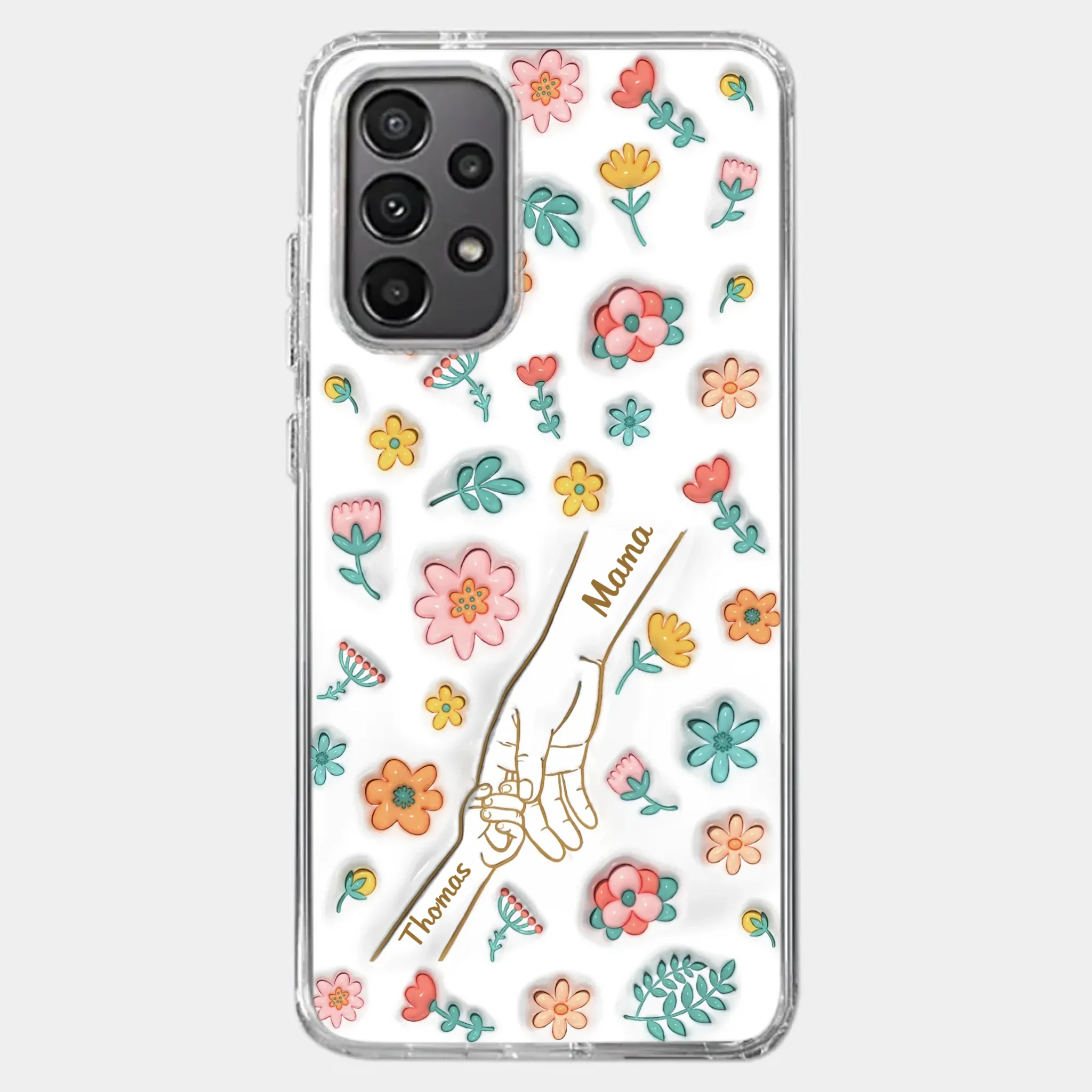 Holding Love Always - Family Personalized Custom 3D Inflated Effect Printed Clear Phone Case - Gift For Mom, Grandma