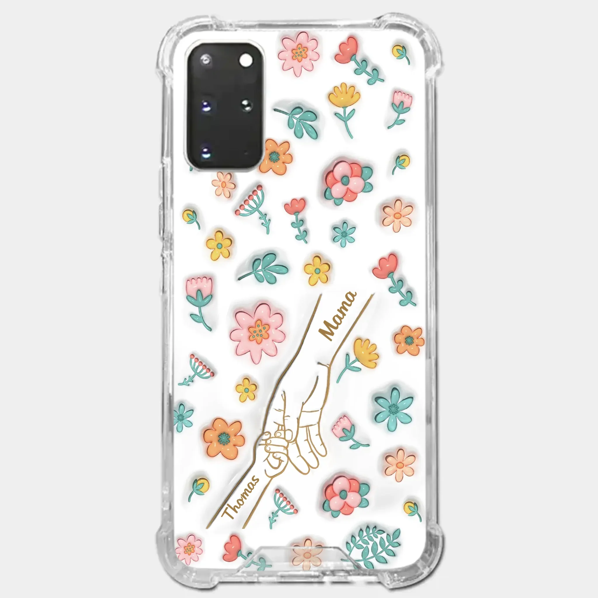 Holding Love Always - Family Personalized Custom 3D Inflated Effect Printed Clear Phone Case - Gift For Mom, Grandma