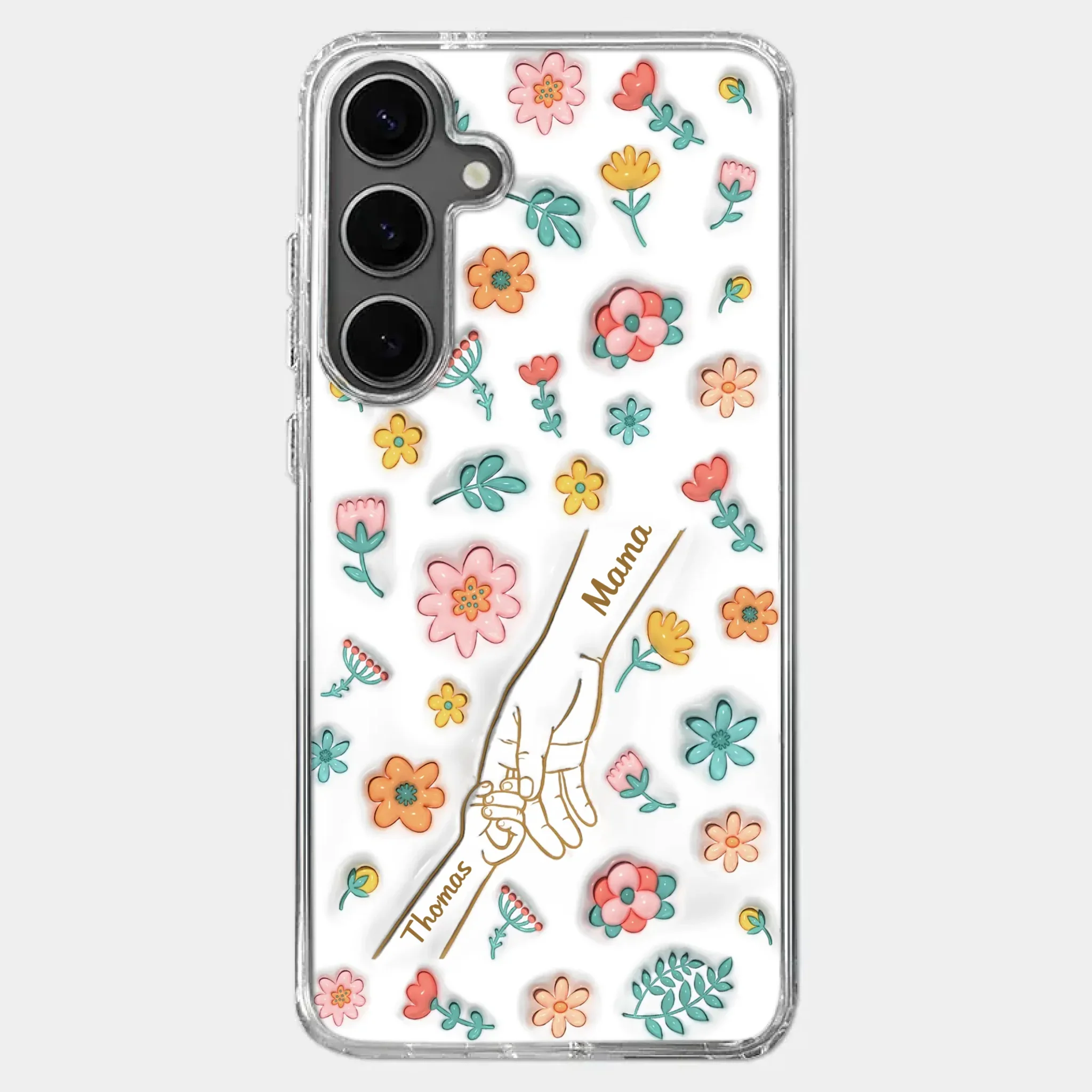 Holding Love Always - Family Personalized Custom 3D Inflated Effect Printed Clear Phone Case - Gift For Mom, Grandma