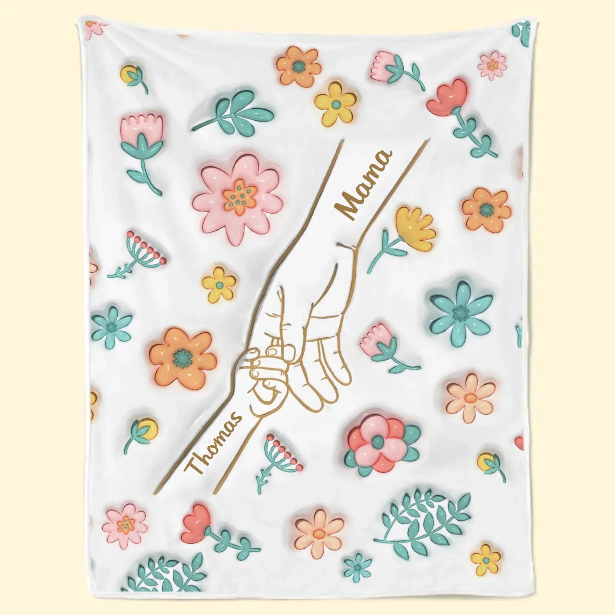 Fingers Tied With Love - Family Personalized Custom 3D Inflated Effect Printed Blanket - Mother's Day, Gift For Mom, Grandma
