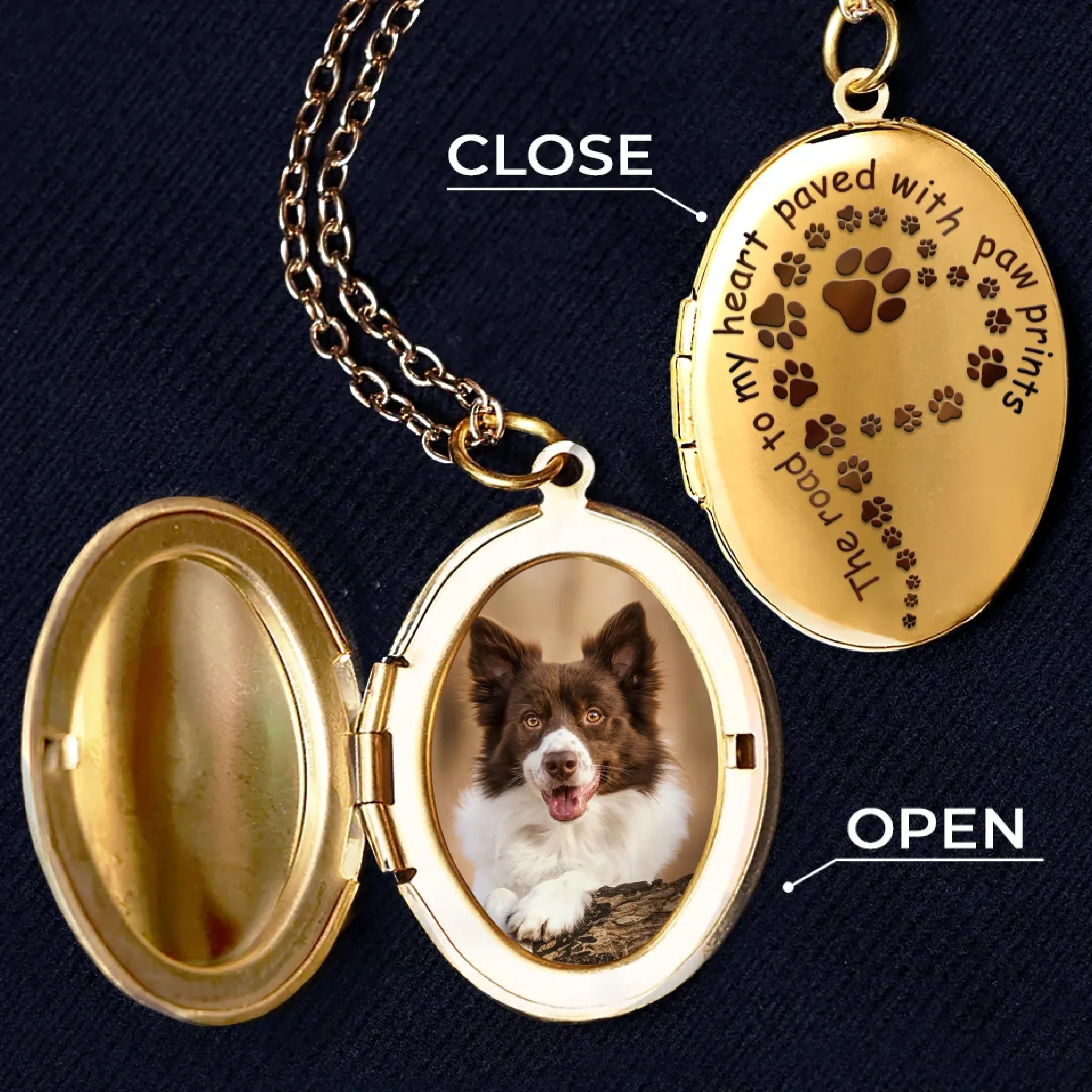 Custom Photo Paw Prints On My Soul - Memorial Personalized Custom Locket Necklace - Sympathy Gift For Pet Owners, Pet Lovers