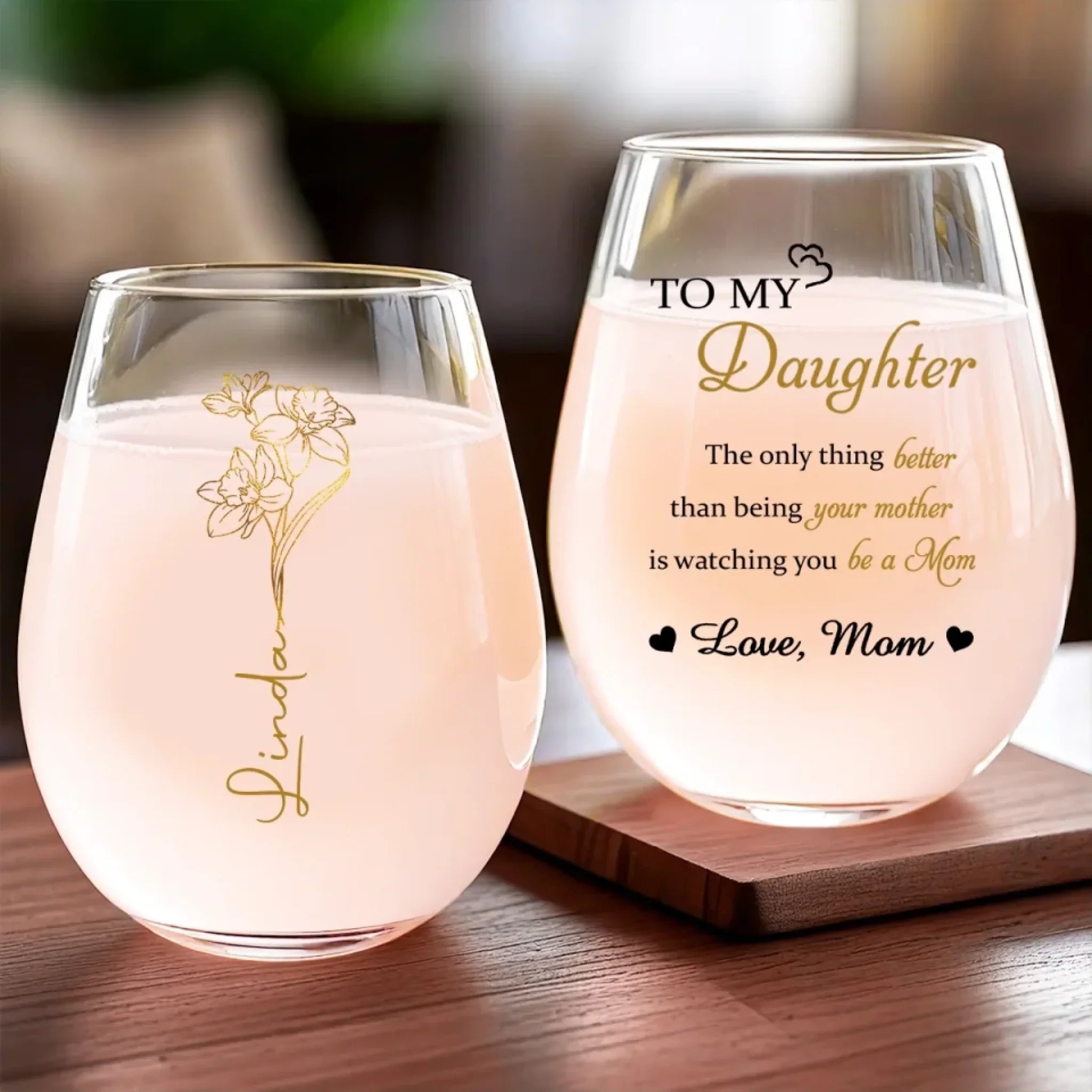 Watching You Be A Mom Is My Greatest Joy - Family Personalized Custom Wine Glass - Mother's Day, Gift For Mom, Daughter