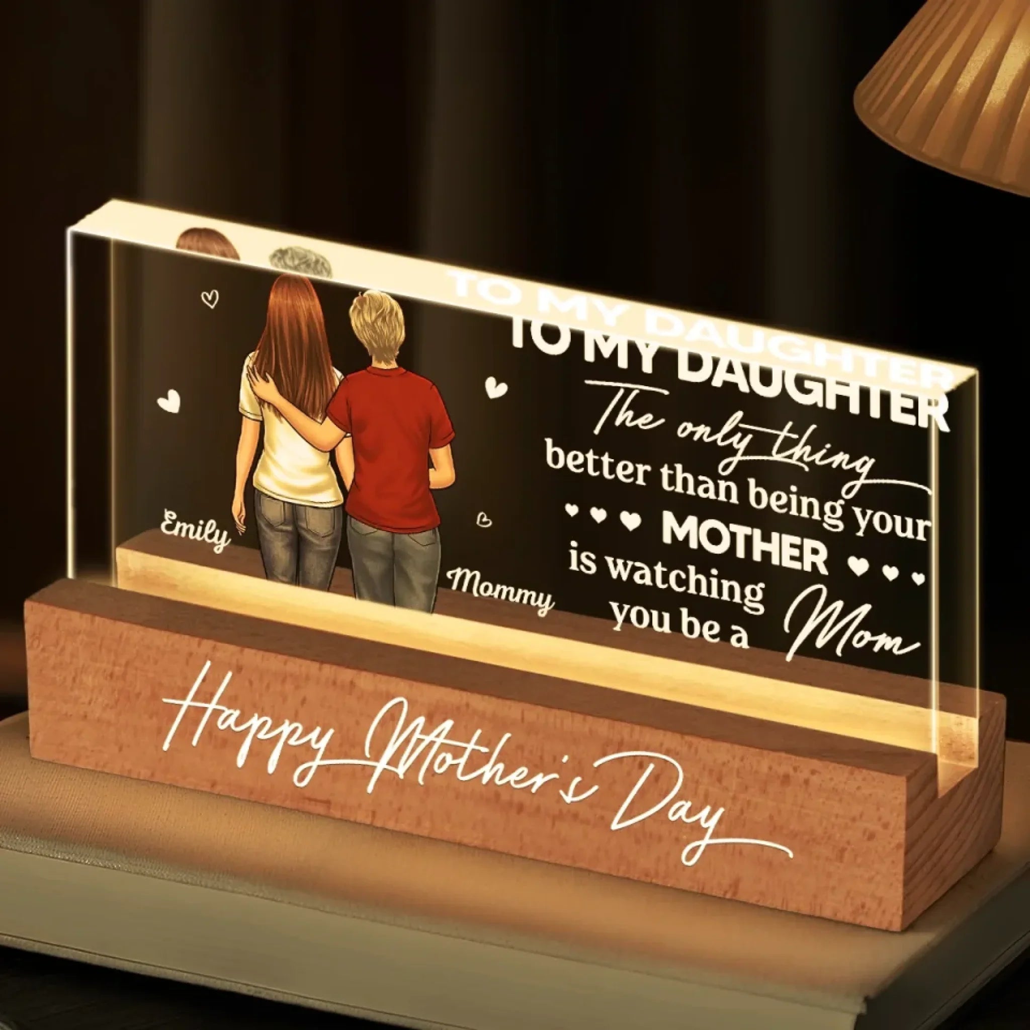 Love Passed From Hand To Hand - Family Personalized Custom Acrylic Block 3D LED Night Light - Mother's Day, Gift For Mom, Daughter