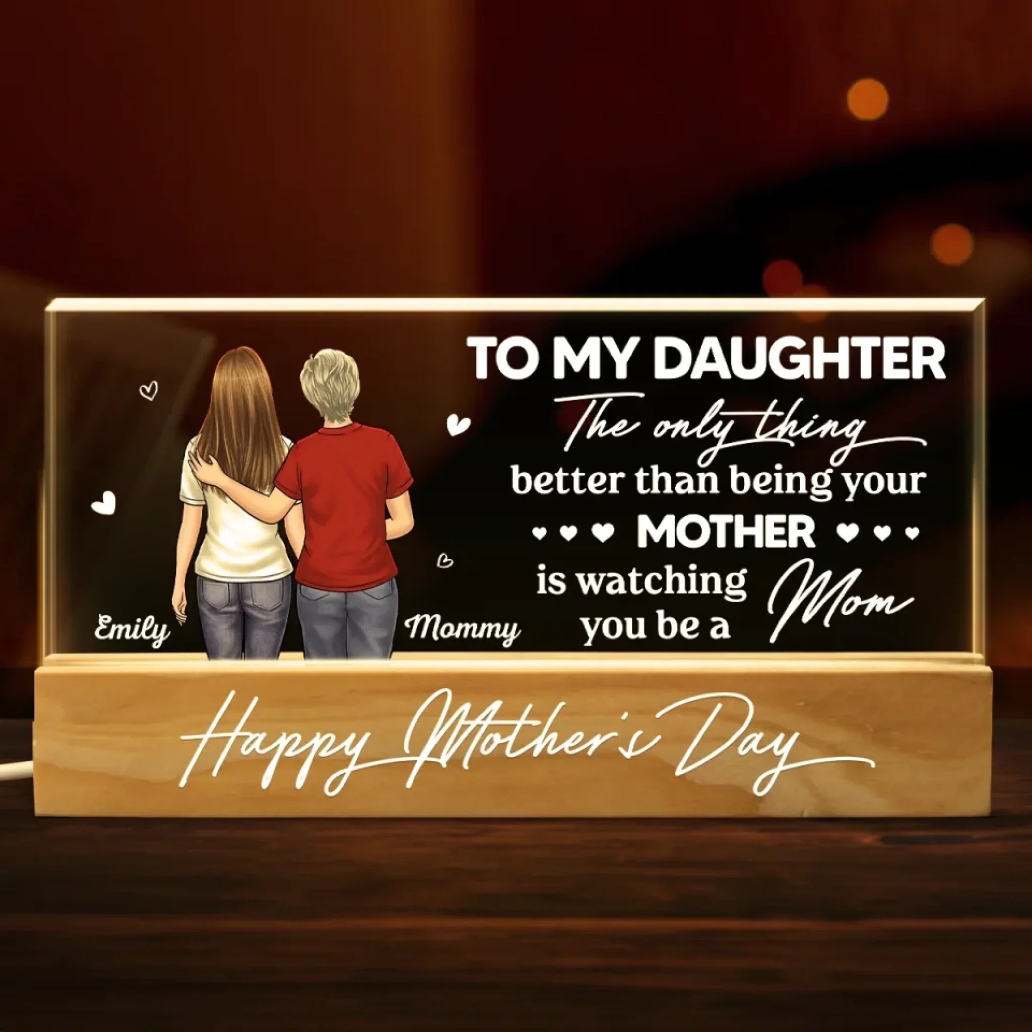 Love Passed From Hand To Hand - Family Personalized Custom Acrylic Block 3D LED Night Light - Mother's Day, Gift For Mom, Daughter