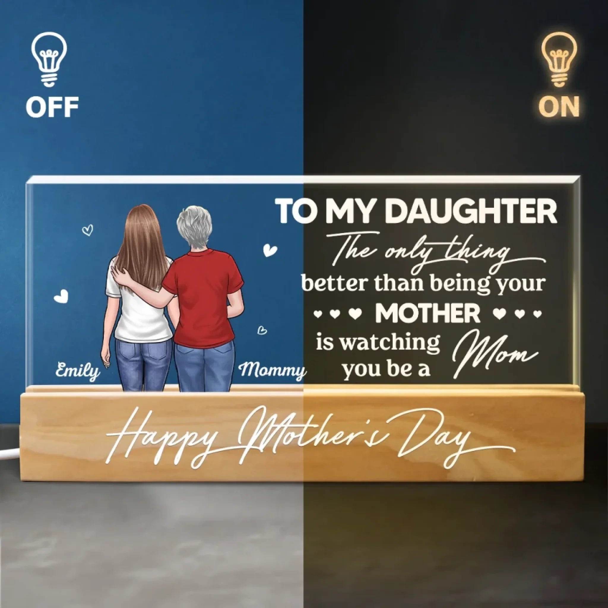 Love Passed From Hand To Hand - Family Personalized Custom Acrylic Block 3D LED Night Light - Mother's Day, Gift For Mom, Daughter