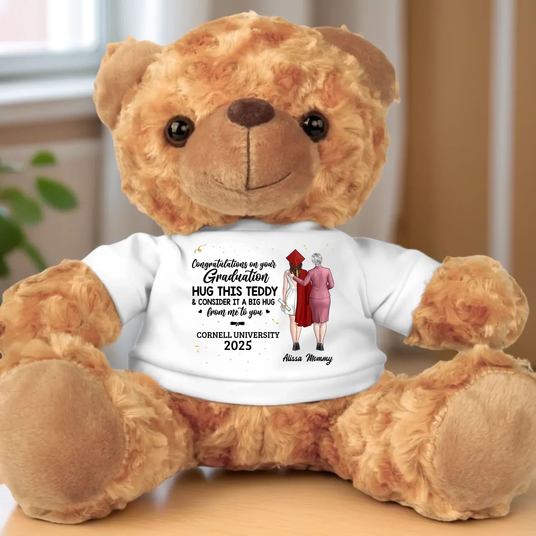 Always Cheering You On - Family Personalized Custom Teddy Bear Plush - Graduation Gift For Daughter, Son