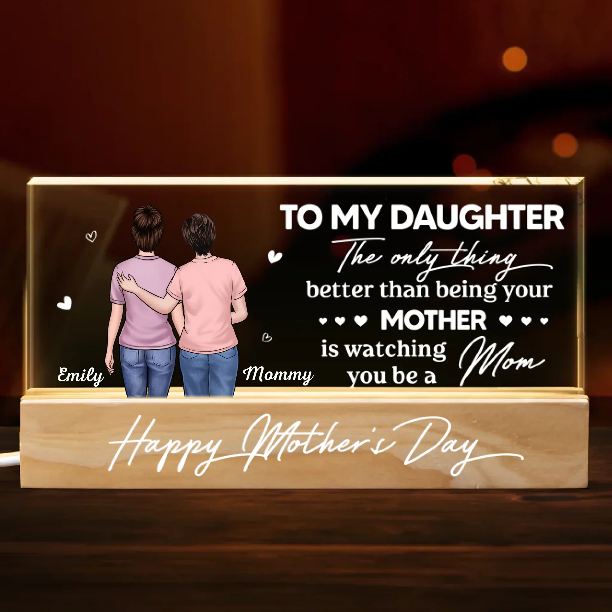 Love Passed From Hand To Hand - Family Personalized Custom Acrylic Block 3D LED Night Light - Mother's Day, Gift For Mom, Daughter