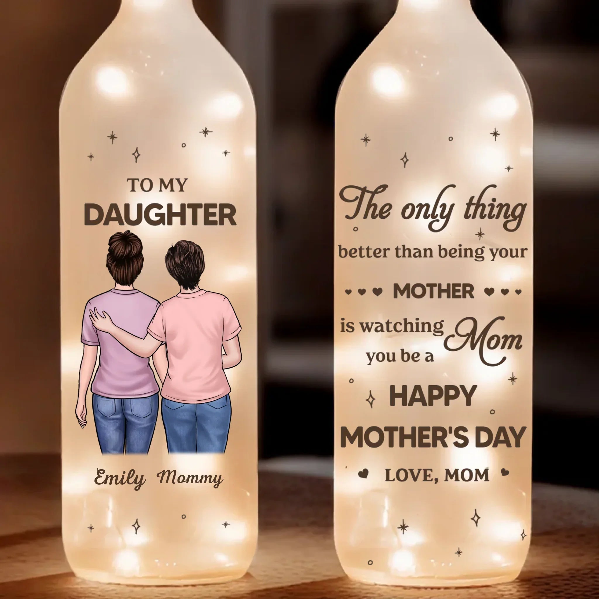 Growing Together In Love - Family Personalized Custom Bottle Lamp - Mother's Day, Gift For Mom, Daughter