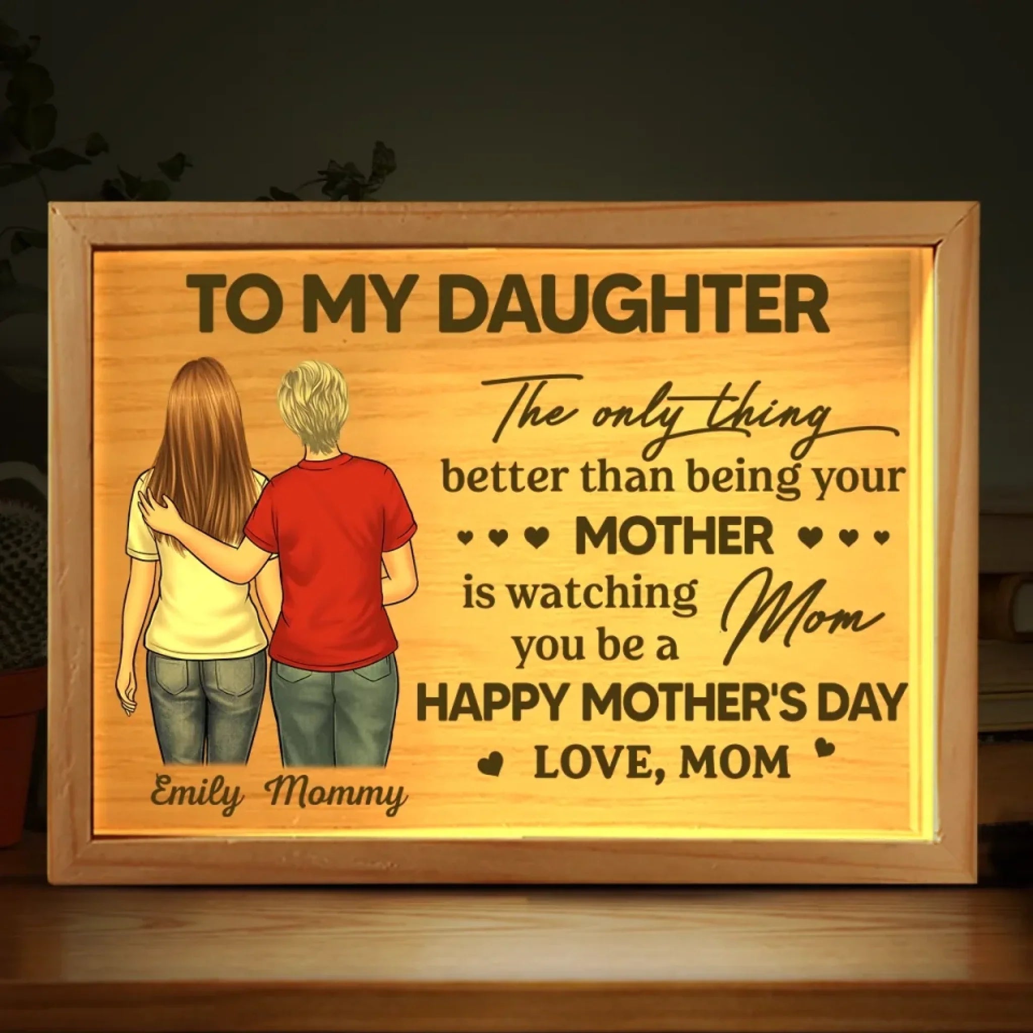Every Step Echoes Her Love - Family Personalized Custom Frame Light Box - Mother's Day, Gift For Mom, Daughter