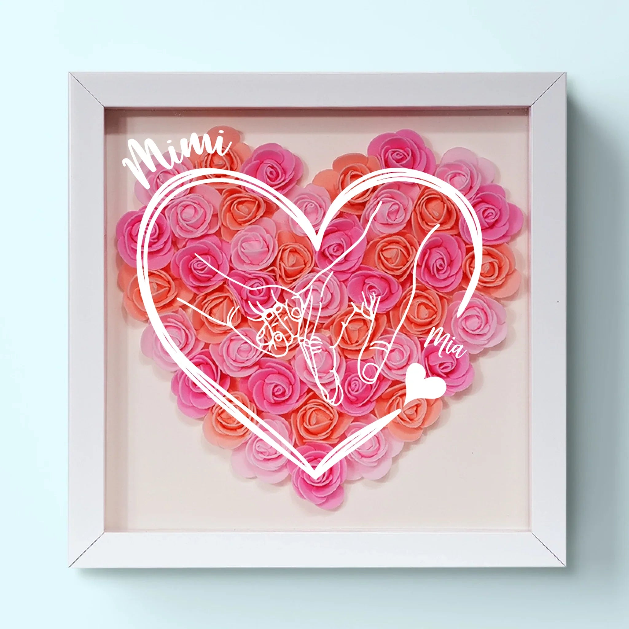 Built By Love, Bound By Family - Family Personalized Custom Flower Shadow Box - Mother's Day, Gift For Mom, Grandma