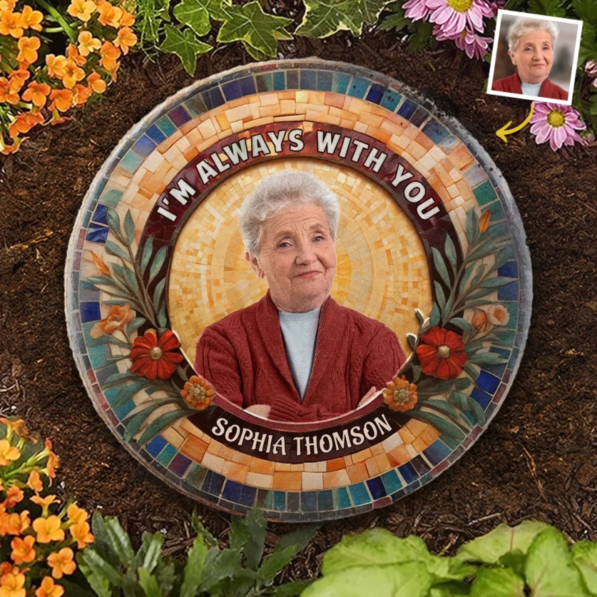 Custom Photo A Quiet Presence That Echoes Still - Memorial Personalized Custom Round Shaped Stone With Stand - Sympathy Gift For Family Members