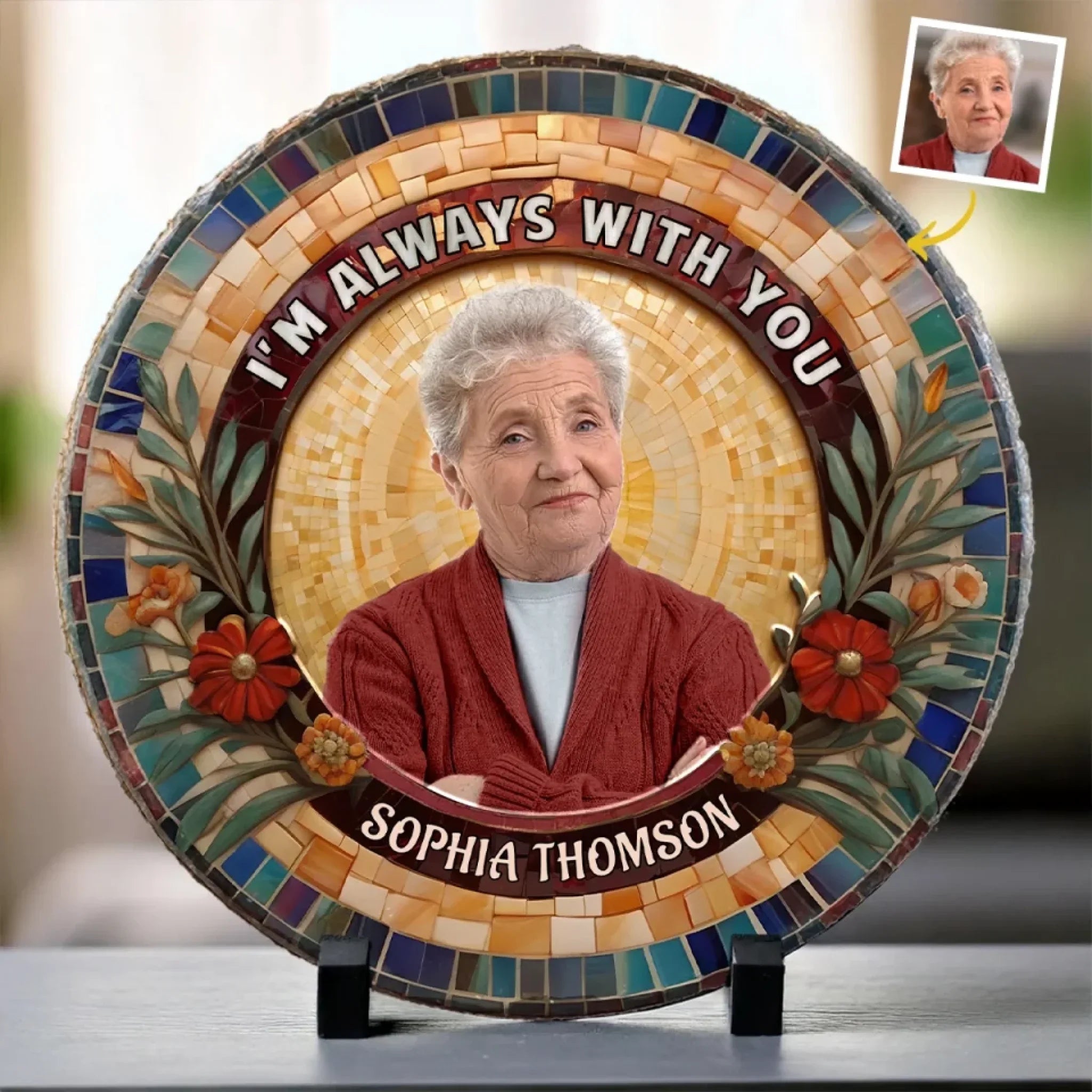 Custom Photo A Quiet Presence That Echoes Still - Memorial Personalized Custom Round Shaped Stone With Stand - Sympathy Gift For Family Members