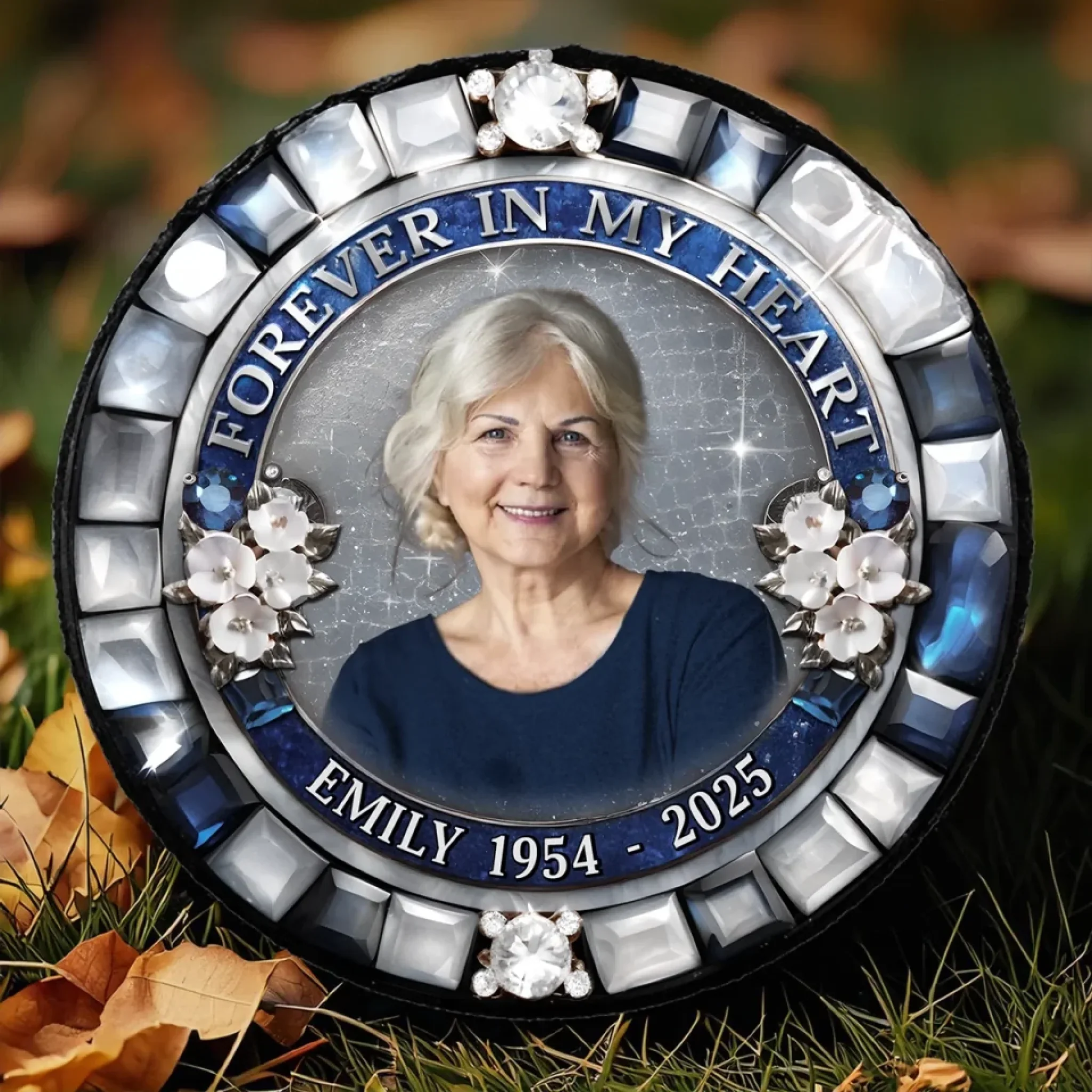 Custom Photo Heaven Gained What We Lost - Memorial Personalized Custom Round Shaped Stone With Stand - Sympathy Gift For Family Members